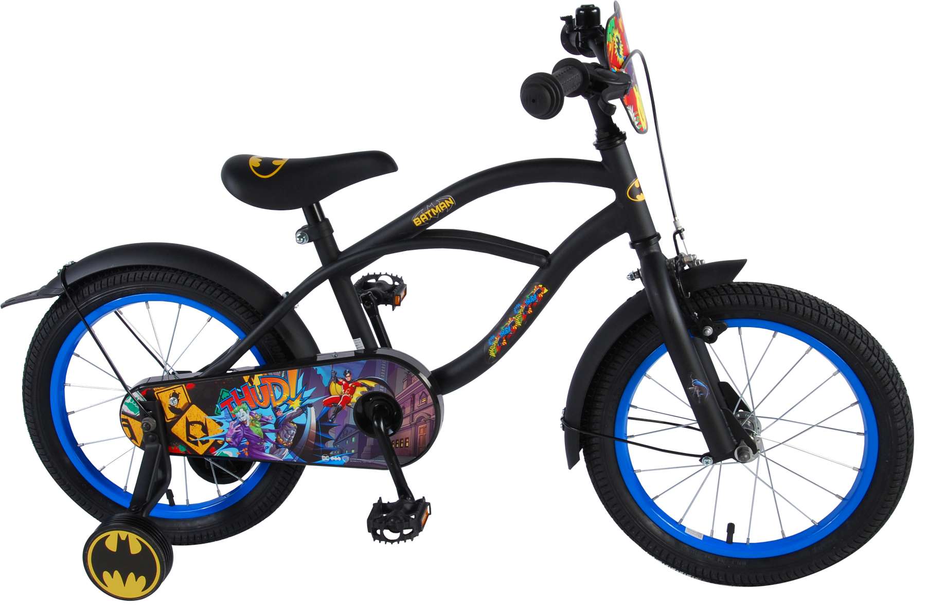 TPFSports DC Batman Kinderfahrrad - Jungen - 16 Zoll - R&uuml;cktritt + Handbremse - Schwarz 