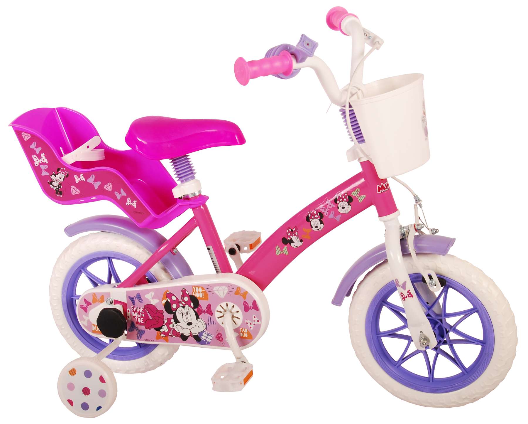 TPFSports Disney Minnie Kinderfahrrad - M&auml;dchen - 12 Zoll - Fester Gang - Pink 