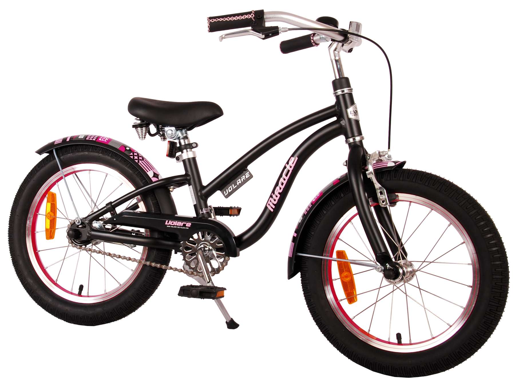 TPFSports Miracle Cruiser Kinderfahrrad - M&auml;dchen - 16 Zoll - R&uuml;cktritt + Handbremse - Mattschwarz 