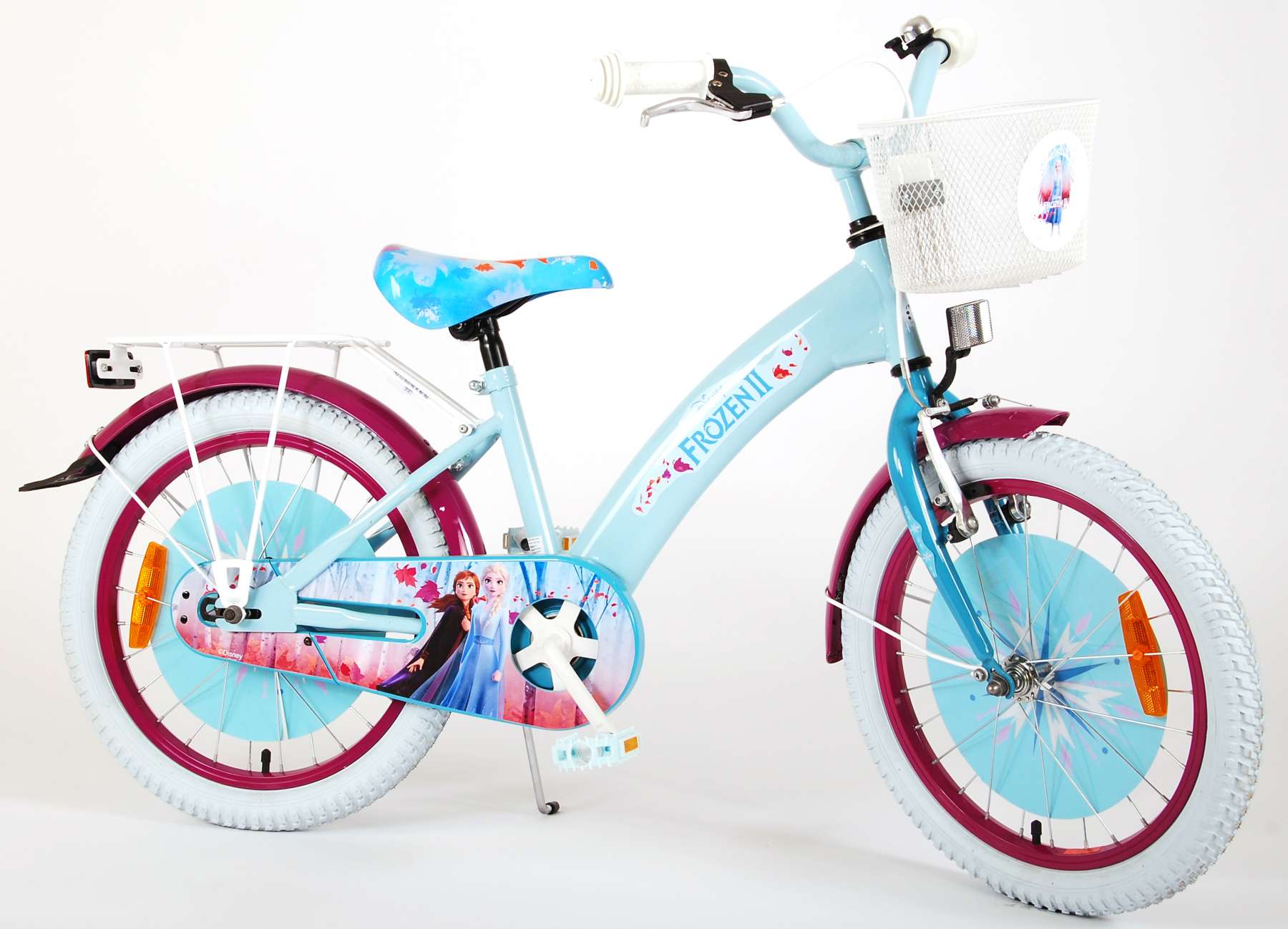 TPFSports Disney Frozen 2 Kinderfahrrad - M&auml;dchen - 18 Zoll - R&uuml;cktritt + Handbremse - Blau / Lila 