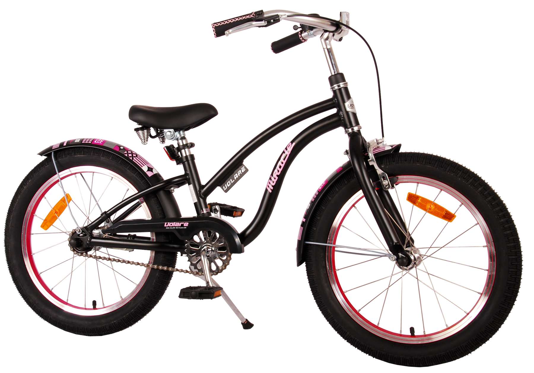TPFSports Miracle Cruiser Kinderfahrrad - M&auml;dchen - 18 Zoll - R&uuml;cktritt + Handbremse - Mattschwarz 
