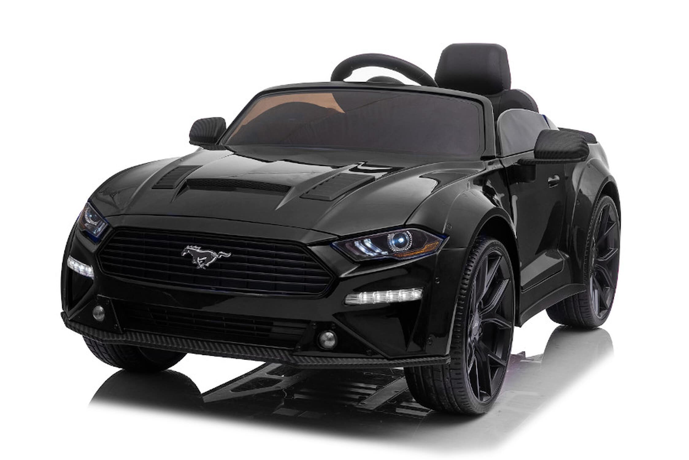 TPFLiving Elektro-Kinderauto Ford Mustang Drift Version schwarz - Kinderauto - Elektroauto - Ledersitz und Sicherheitsgurt 