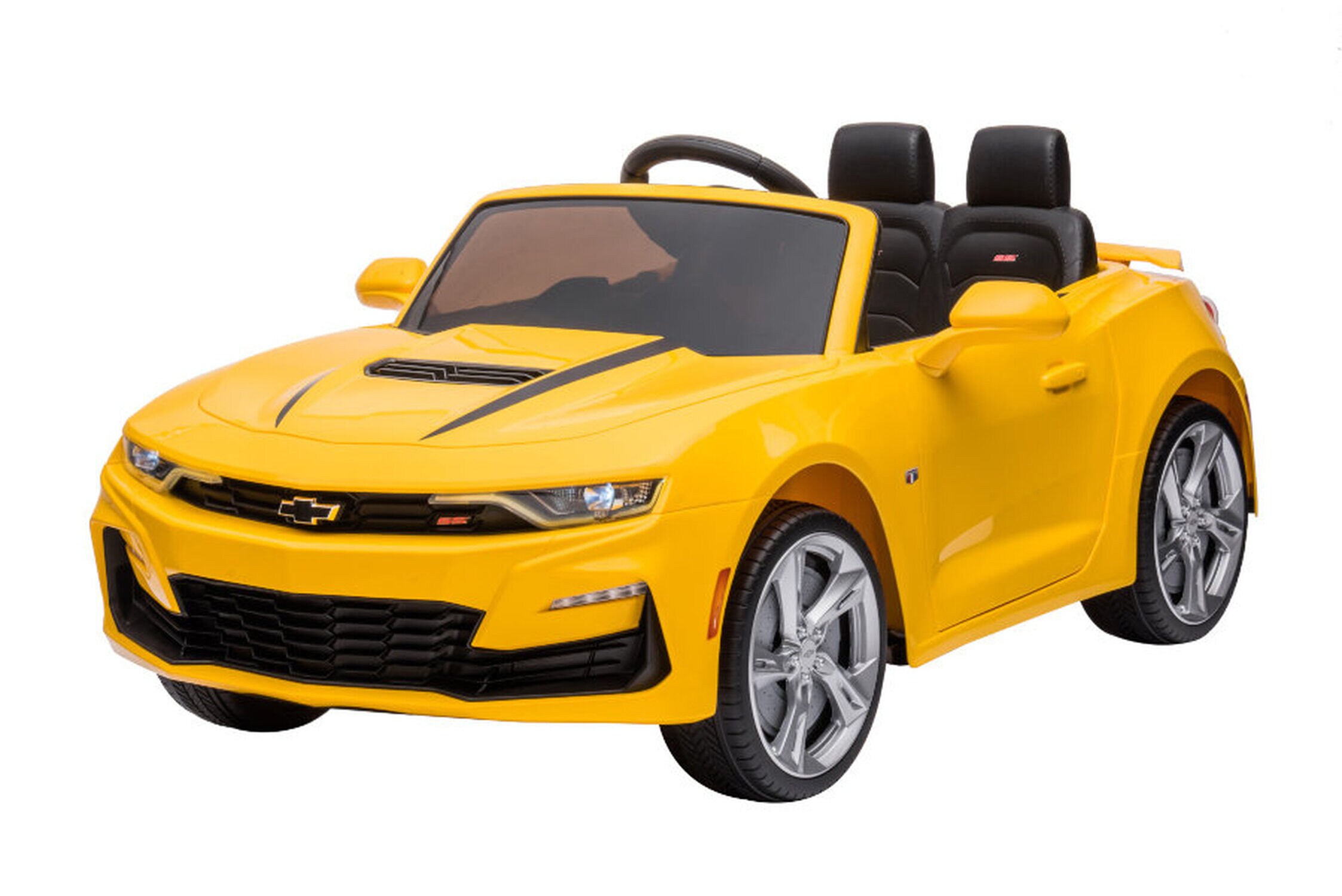 TPFLiving Elektro-Kinderauto Chevrolet Camaro  gelb - Kinderauto - Elektroauto - Ledersitz und Sicherheitsgurt 