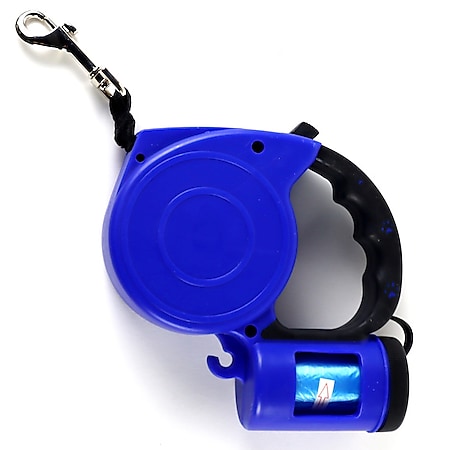 TPFLiving Hundeleine Hundeleine mit integriertem Müllbeutel blau - Hundeleine für Ihren Vierbeiner - 