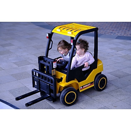 TPFLiving Elektro-Kinderauto Gabelstabler  gelb - Kinderauto - Elektroauto - Sicherheitsgurt 