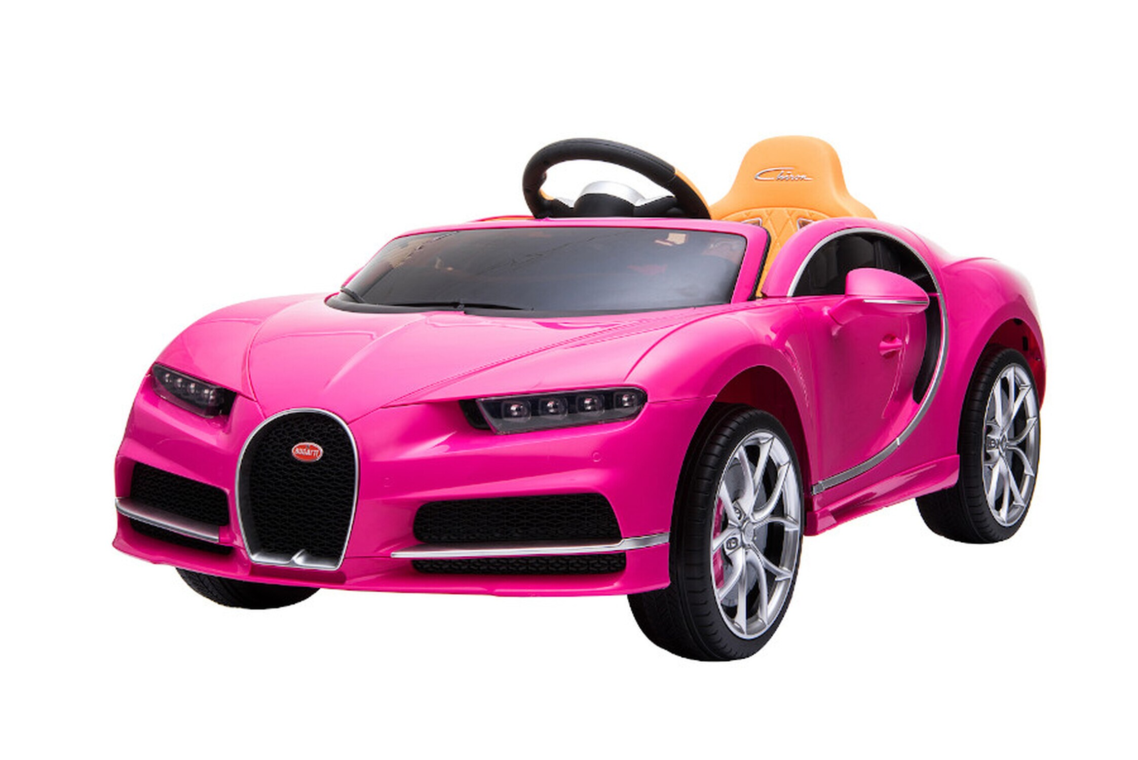 TPFLiving Elektro-Kinderauto Bugatti Chiron  rosa - Kinderauto - Elektroauto - Ledersitz und Sicherheitsgurt 