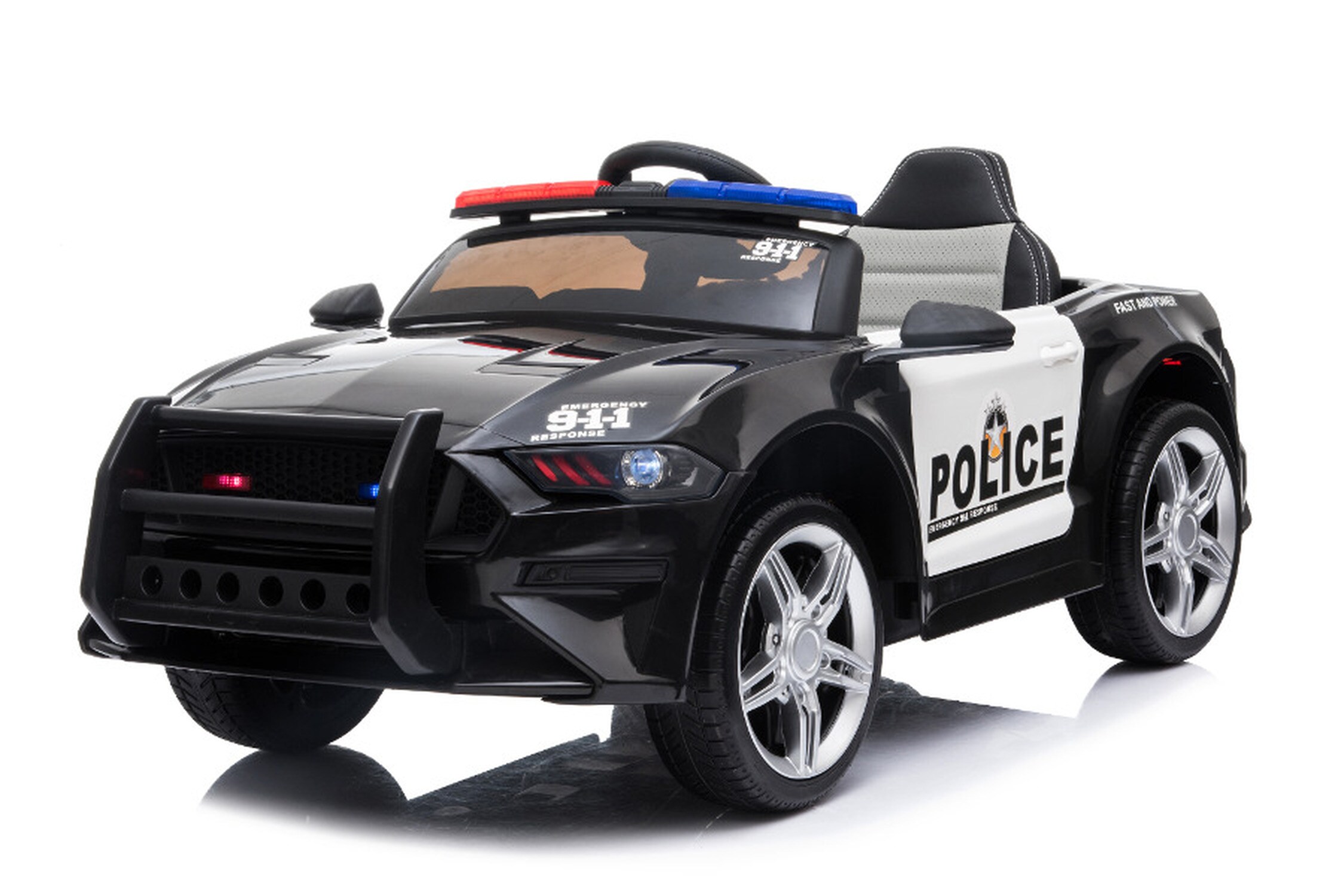 TPFLiving Elektro-Kinderauto US-Polizei Auto Design -07  - Kinderauto - Elektroauto - Sicherheitsgurt 