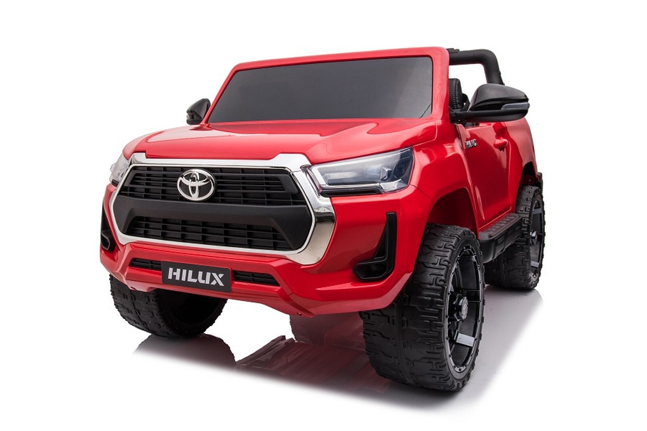 TPFLiving Elektro-Kinderauto Toyota Hilux  rot - Kinderauto - Elektroauto - Ledersitz und Sicherheitsgurt 