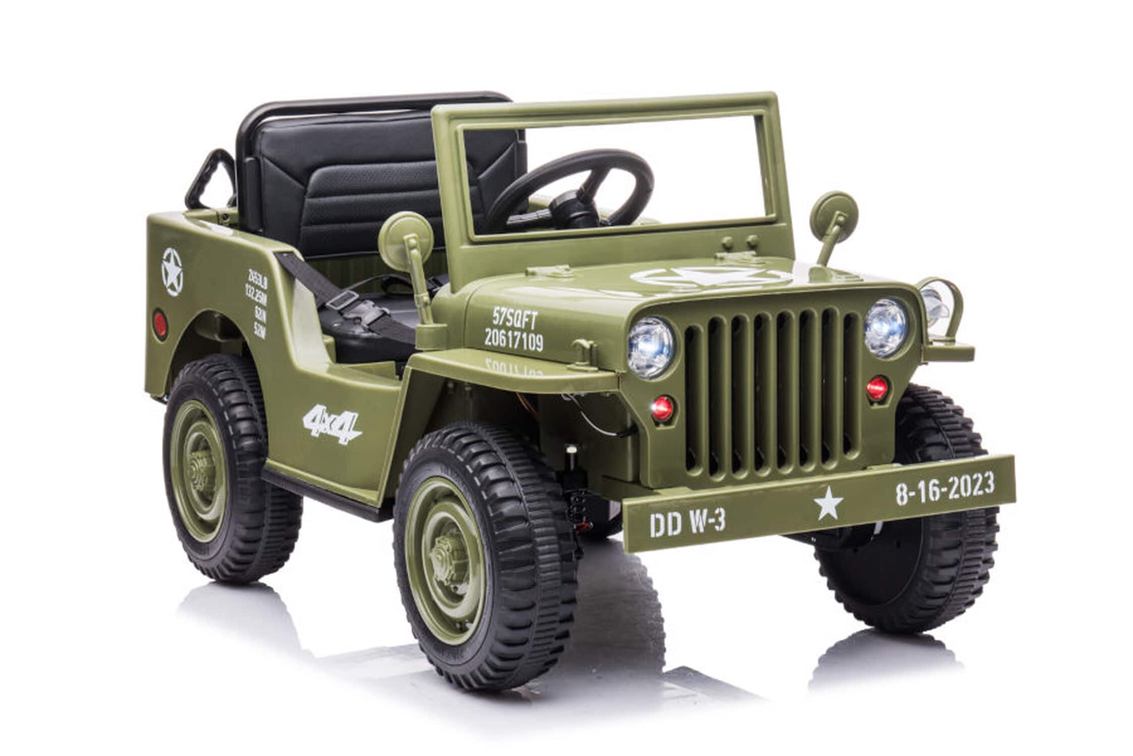 TPFLiving Elektro-Kinderauto Gel&auml;ndewagen Army 4x4 Off Road   - Kinderauto - Elektroauto - Ledersitz und Sicherheitsgurt 