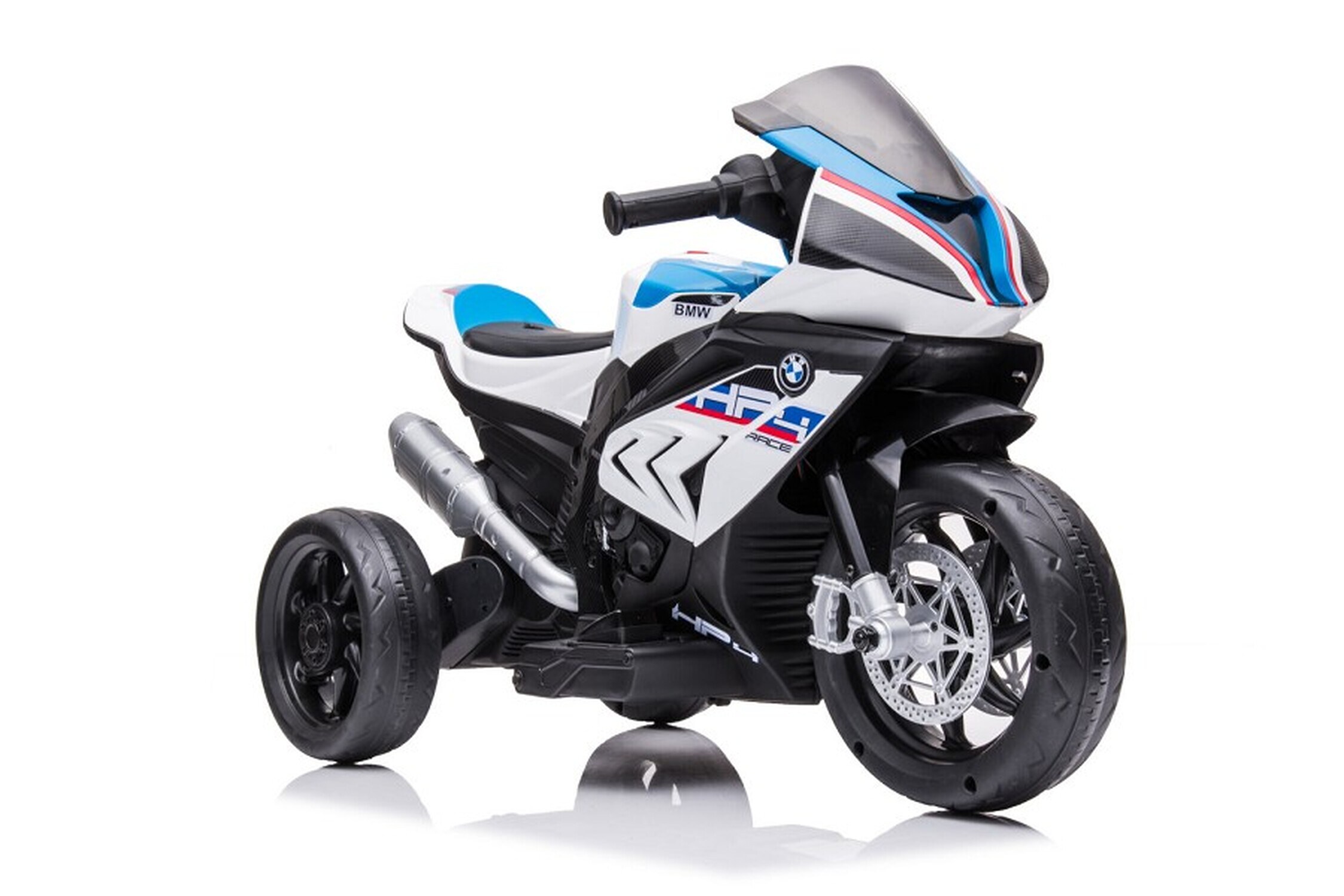 TPFLiving Elektro-Kindermotorrad BMW HP4  weiss - Kindermotorrad - Elektromotorrad - St&uuml;tzr&auml;der 