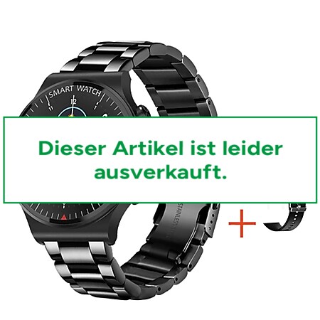 TPFNet Smart Watch / Fitness Tracker IP67 für Damen & Herren - Edelstahl Armband + Silikon Armband - Android & IOS - Schwarz 