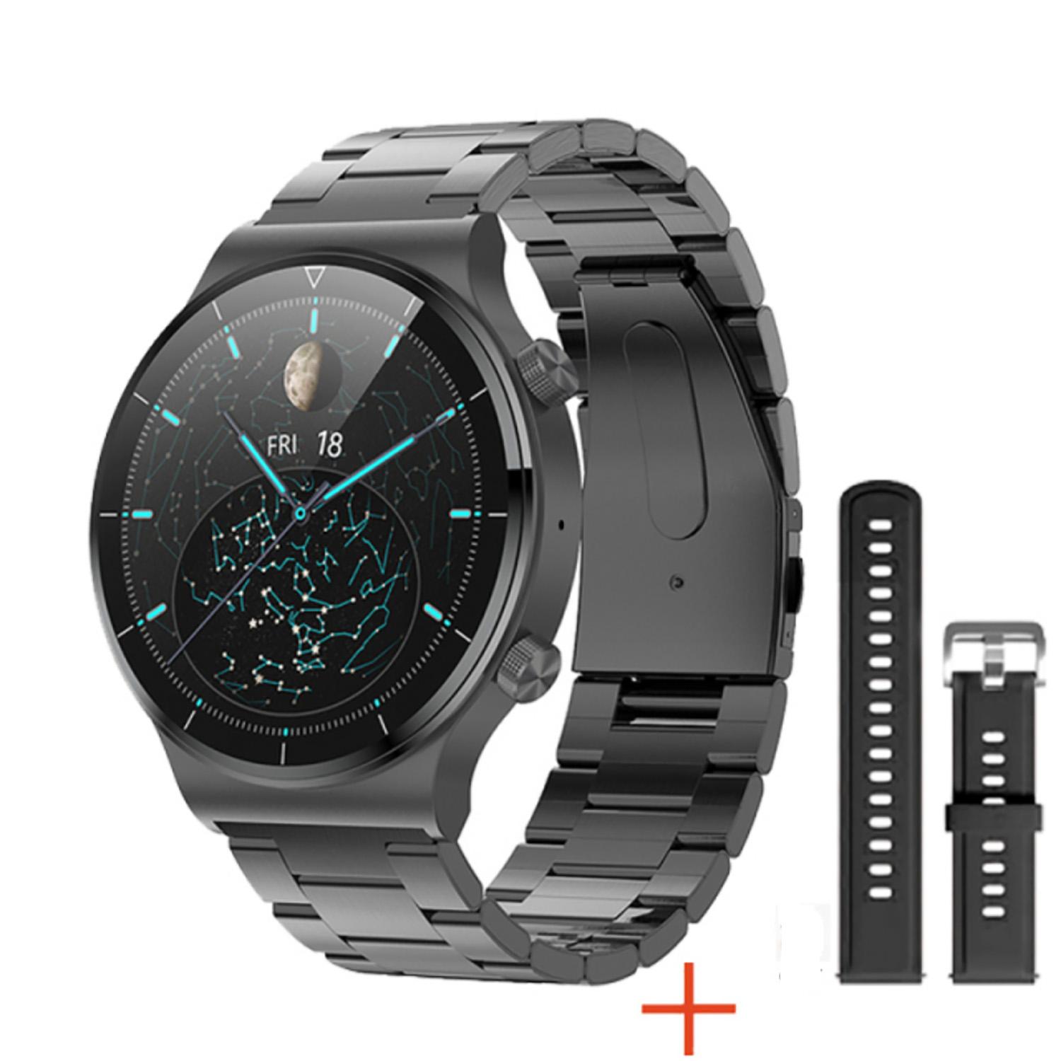 TPFNet Smart Watch / Fitness Tracker IP68 f&uuml;r Damen & Herren - Edelstahl Armband - Android & IOS - Schwarz 