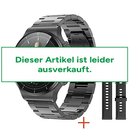 TPFNet Smart Watch / Fitness Tracker IP68 für Damen & Herren - Edelstahl Armband - Android & IOS - Schwarz 