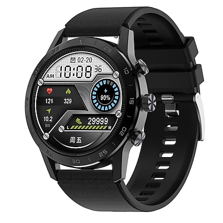 TPFNet Smart Watch / Fitness Tracker IP67 - Silikon Armband - Android & IOS - Schwarz / Schwarz 