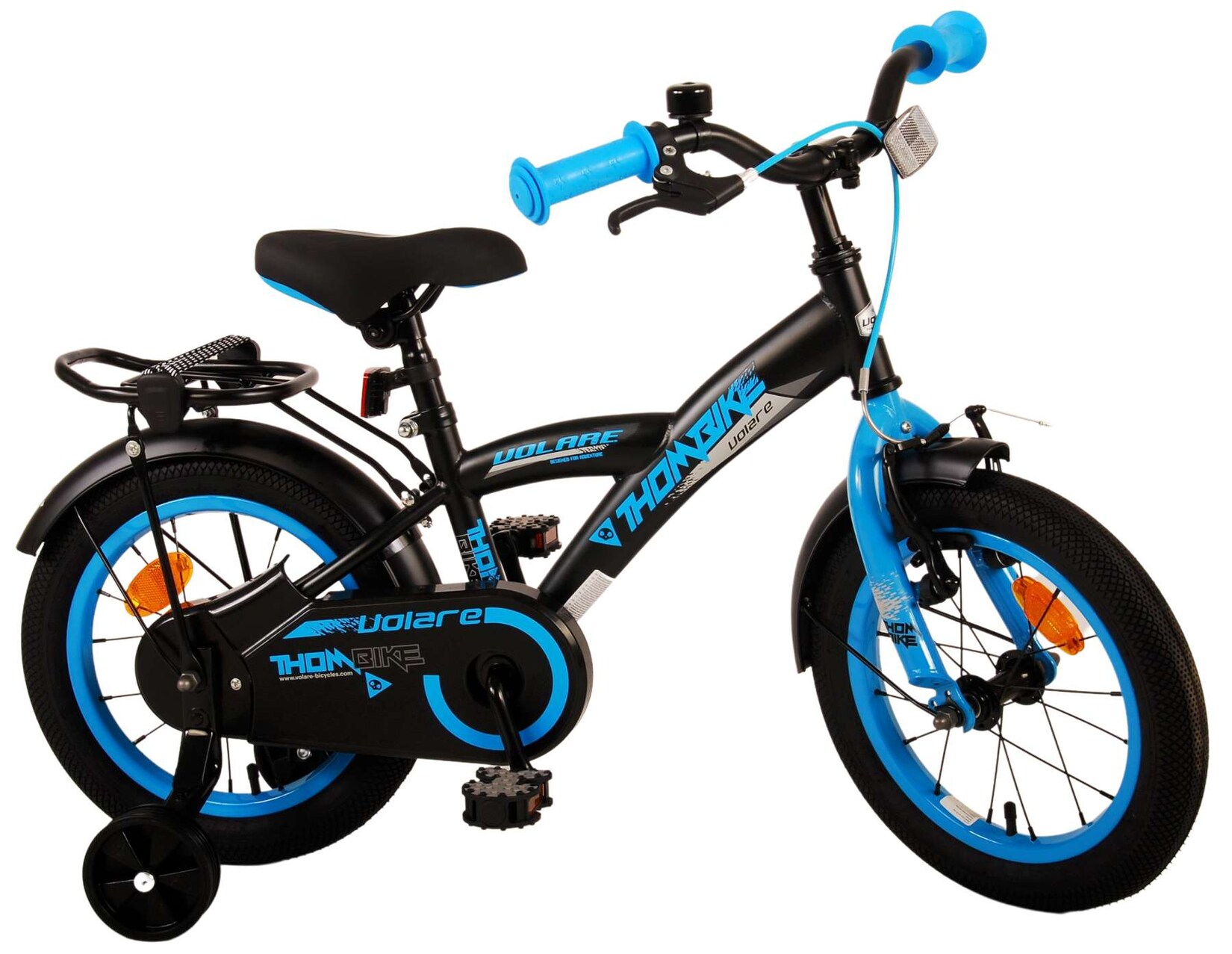 TPFSports Thombike Kinderfahrrad - Jungen - 14 Zoll - Rücktritt + Handbremse - Schwarz/Orange