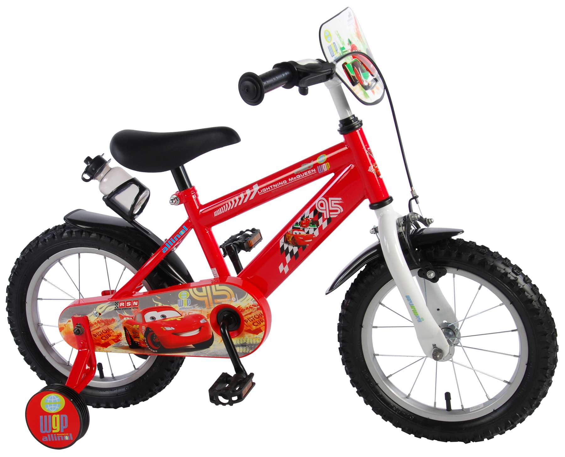 TPFSports Disney Cars Kinderfahrrad - Jungen - 14 Zoll - R&uuml;cktritt + Handbremse - Rot 