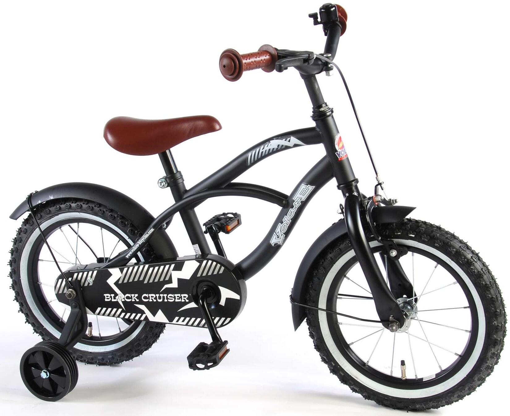 TPFSports Black Cruiser Kinderfahrrad - Jungen - 14 Zoll - Rücktritt + Handbremse - Schwarz
