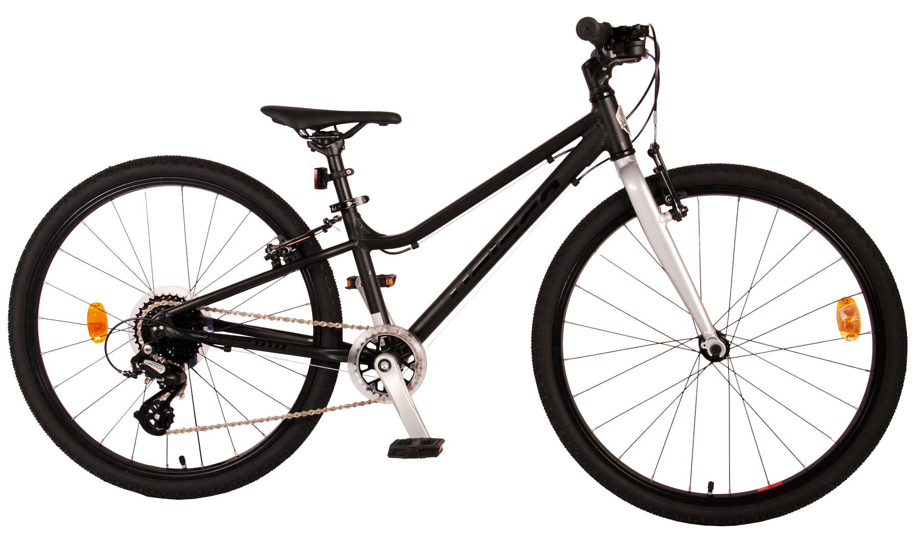 TPFSports Dynamic Kinderfahrrad - Jungen - 24 Zoll - 2 Handbremsen - 8 G&auml;nge - Mattschwarz 