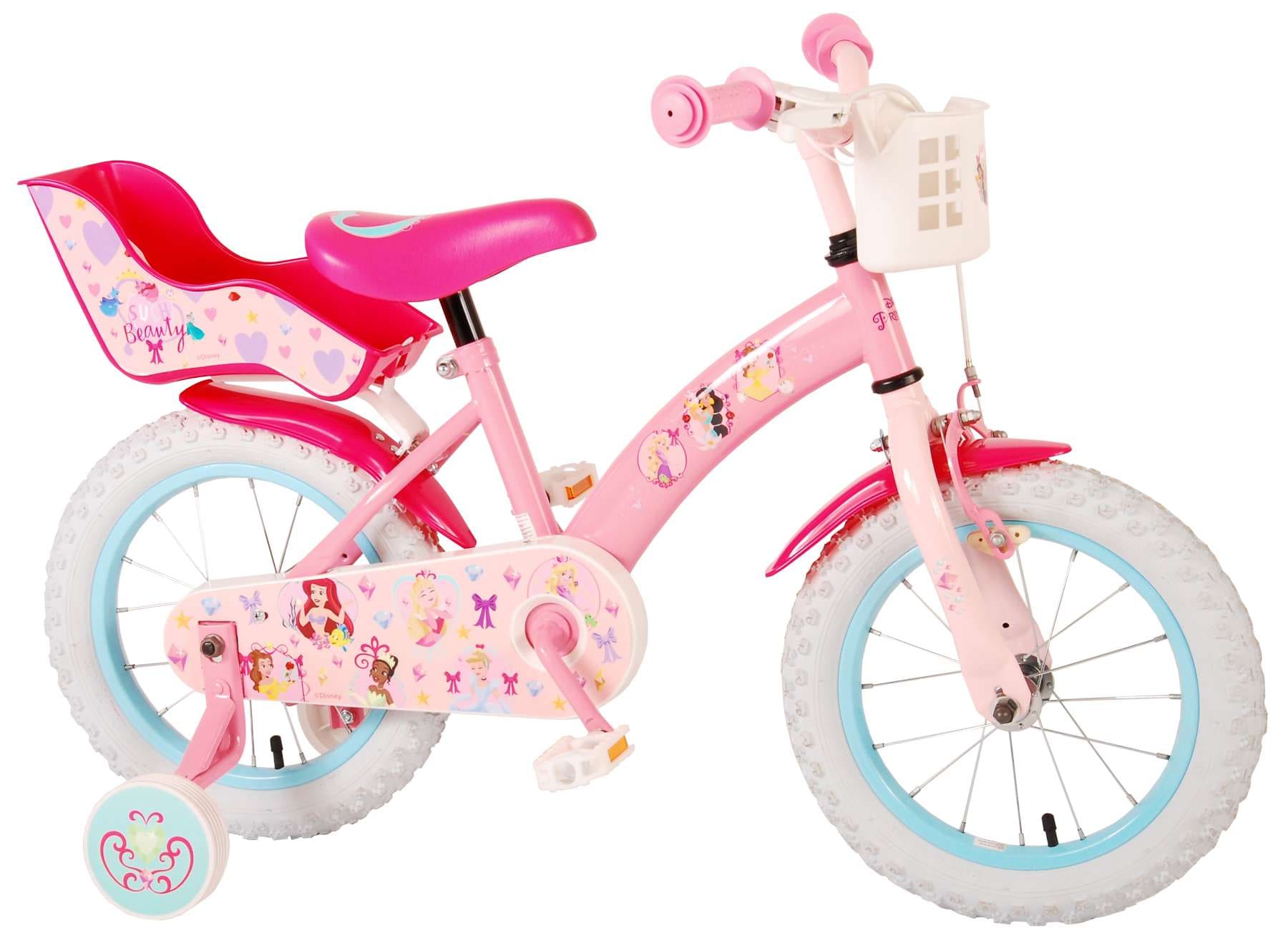 TPFSports Disney Princess Kinderfahrrad - M&auml;dchen - 14 Zoll - R&uuml;cktritt + Handbremse - Pink 