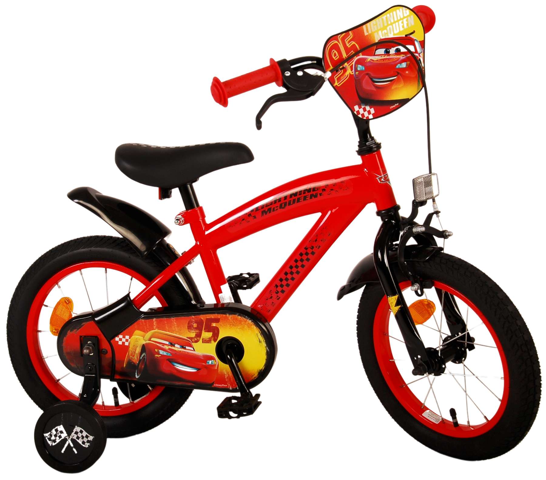 TPFSports Disney Cars Kinderfahrrad - Jungen - 14 Zoll - R&uuml;cktritt + Handbremse - Rot 