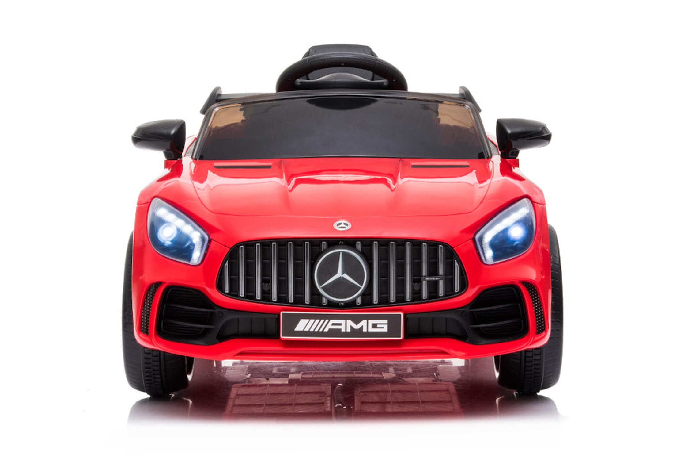 TPFLiving Elektro-Kinderauto Mercedes GT R Mod. 011 rot - Kinderauto - Elektroauto - Ledersitz und Sicherheitsgurt 