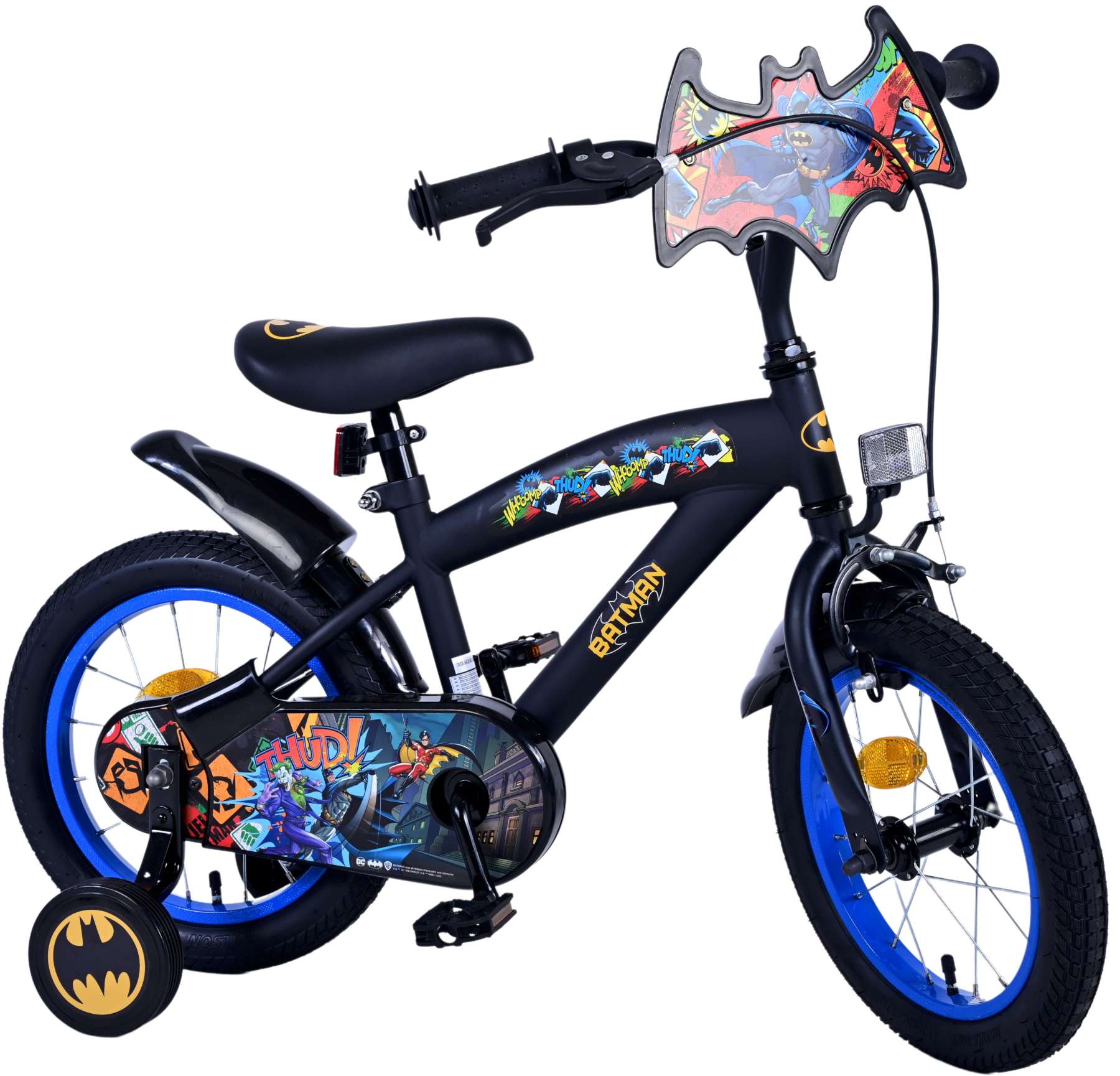 TPFSports DC Batman Kinderfahrrad - Jungen - 14 Zoll - R&uuml;cktritt + Handbremse - Schwarz 