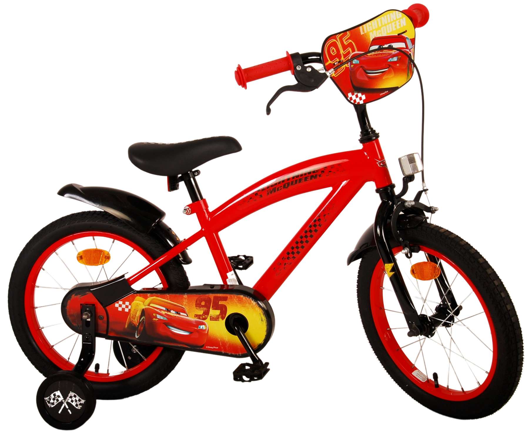 TPFSports Disney Cars Kinderfahrrad - Jungen - 16 Zoll - R&uuml;cktritt + Handbremse - Rot 