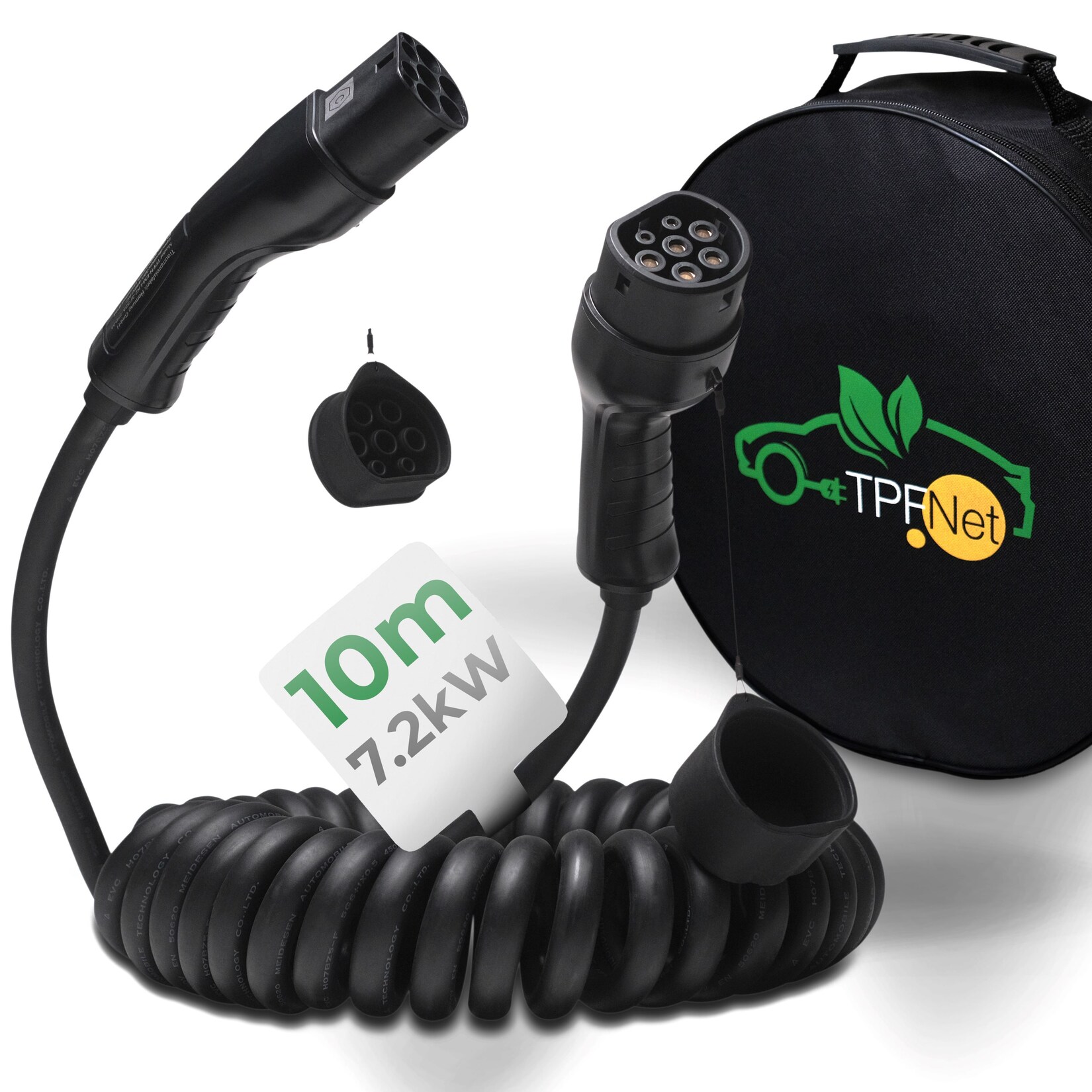 Typ 2 Spiral-Ladekabel 7.2kW, 32A, 1-Phasig, 10m