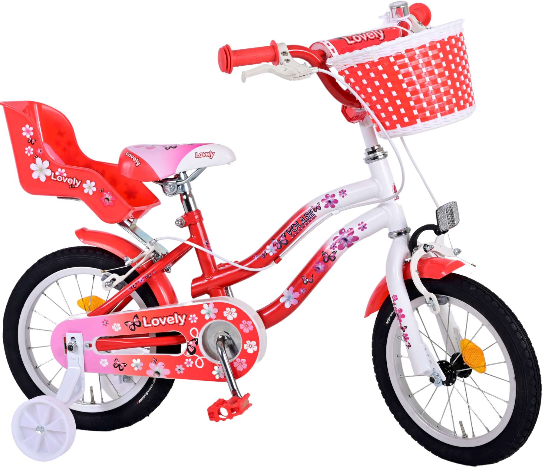 TPFSports Lovely Kinderfahrrad - M&auml;dchen - 14 Zoll - 2 Handbremsen - Rot/Wei&szlig; 