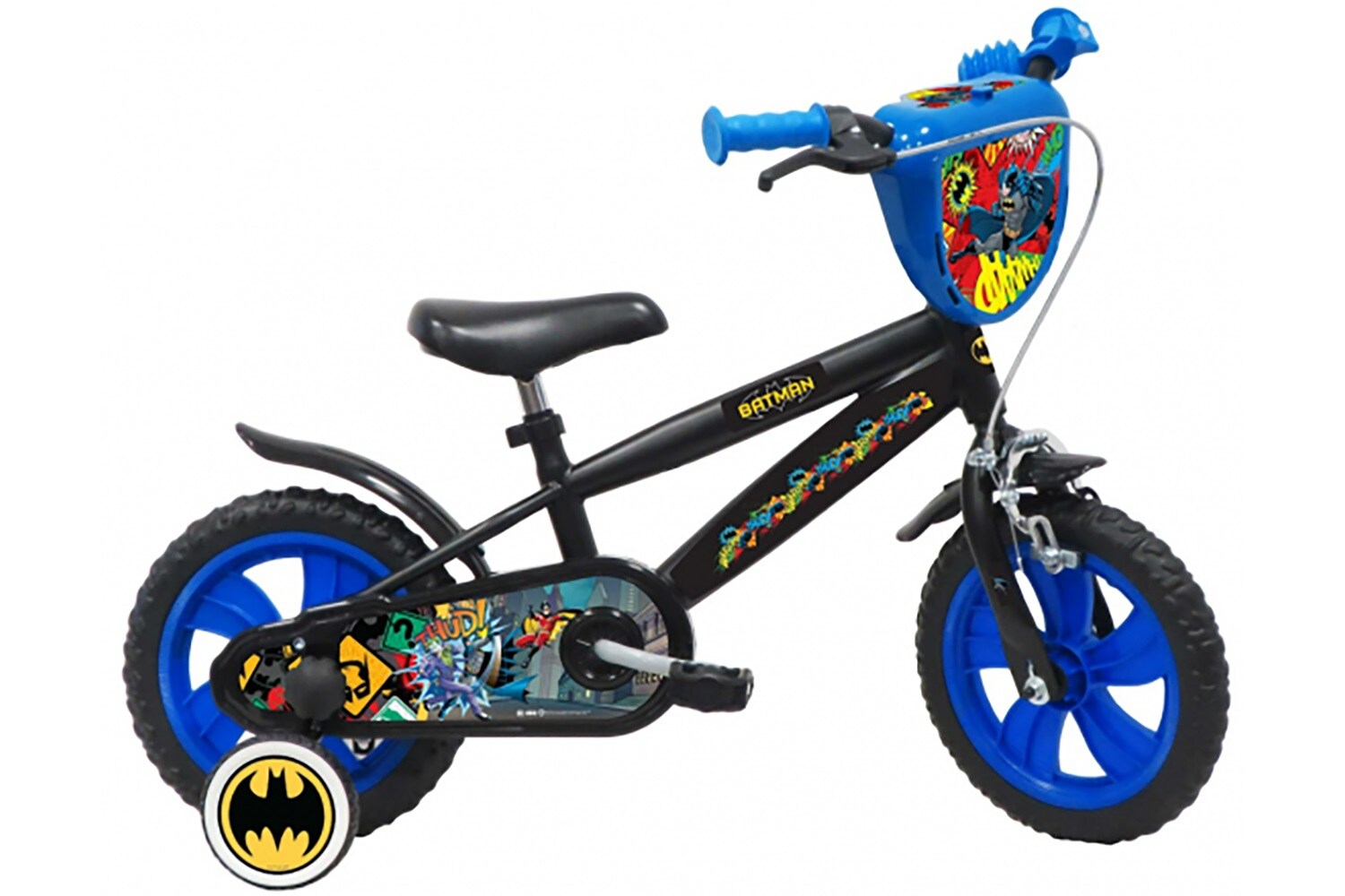 TPFSports DC Batman Kinderfahrrad - Jungen - 12 Zoll - R&uuml;cktritt + Handbremse- Schwarz 