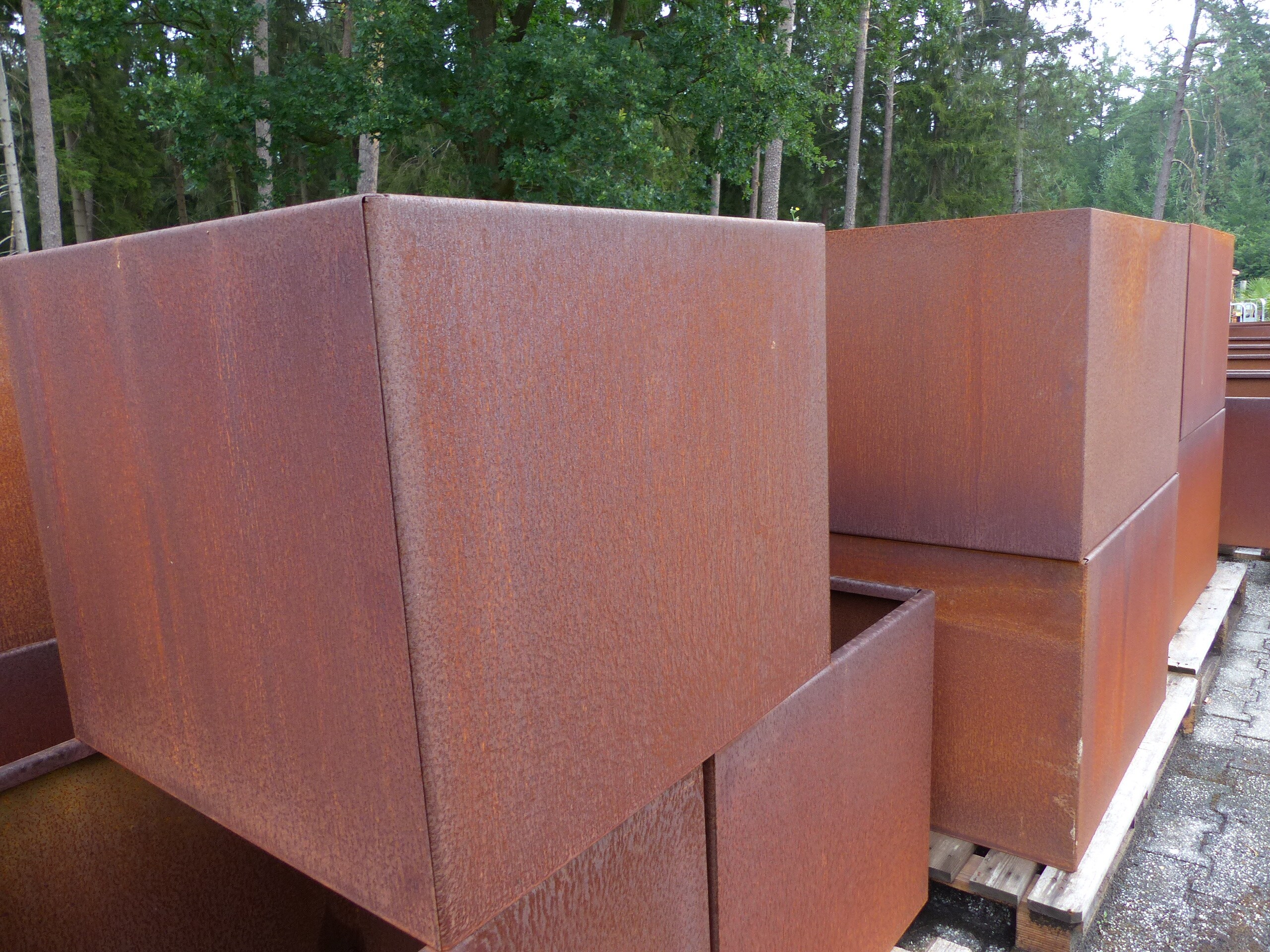 Cortenstahl Pflanzring 120x50x80 Rostk&uuml;bel Rost Stahl K&uuml;bel Hochbeet Blumenk&uuml;bel XXL 