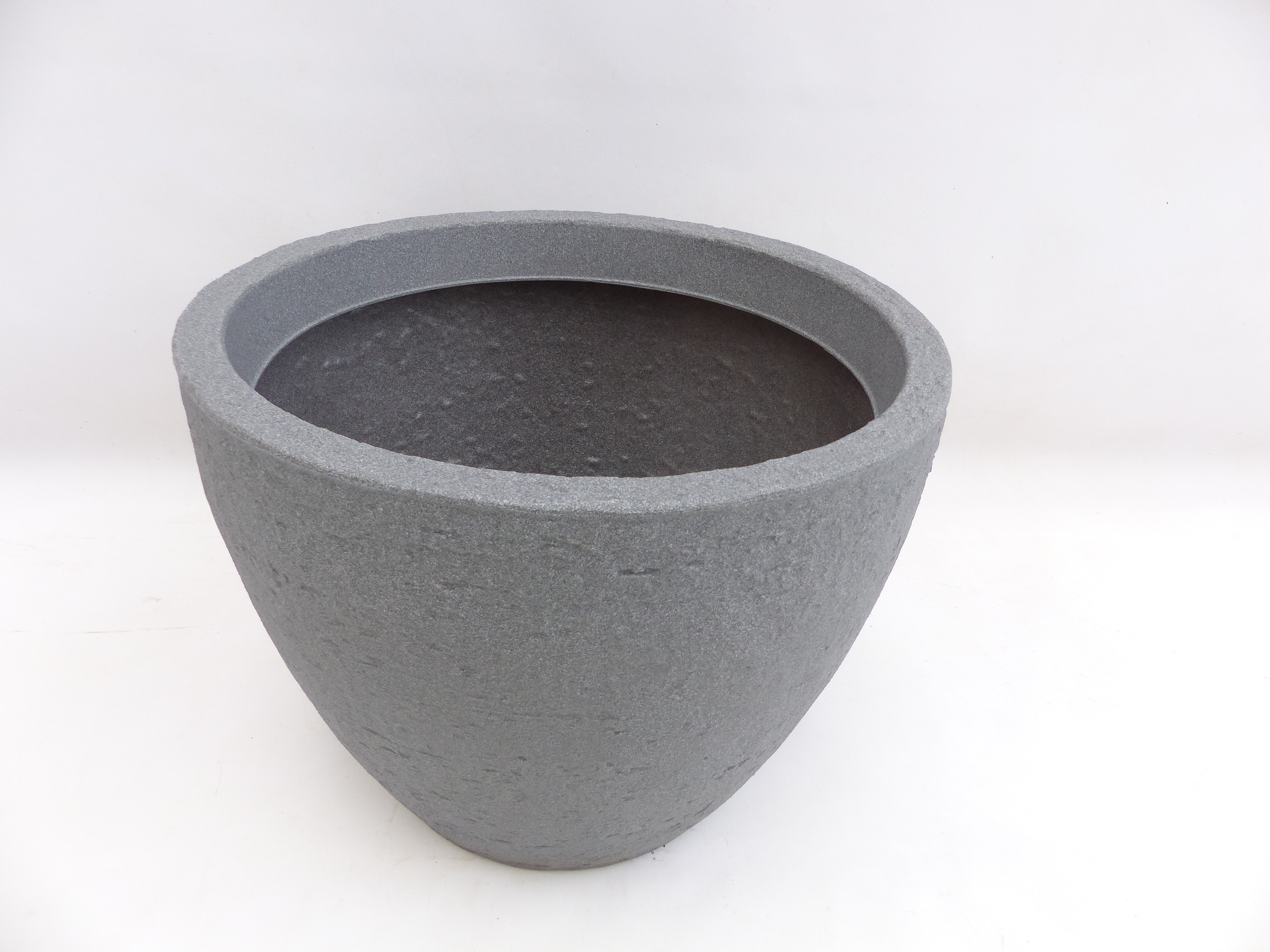 Pflanzk&uuml;bel Betonoptik, rund &Oslash; 48 cm grau, Pflanztopf Blumentopf K&uuml;bel XXL gro&szlig; 