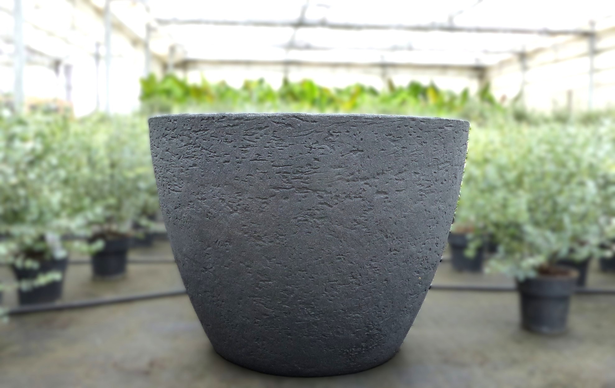 Pflanzk&uuml;bel Betonoptik, rund &Oslash; 80 cm anthrazit, Pflanztopf Blumentopf K&uuml;bel XXL gro&szlig; 