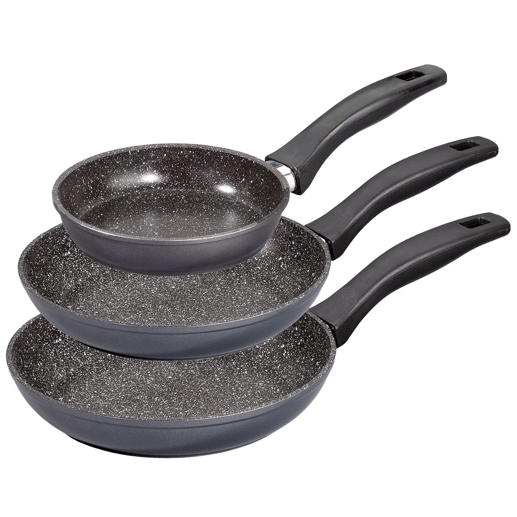 Stoneline Pfannenset 3 teilig, 16/20/24 cm, Antihaft beschichtete Pfanne mit echten Steinpartikeln, Pfanne Induktion und backofengeeignet, …