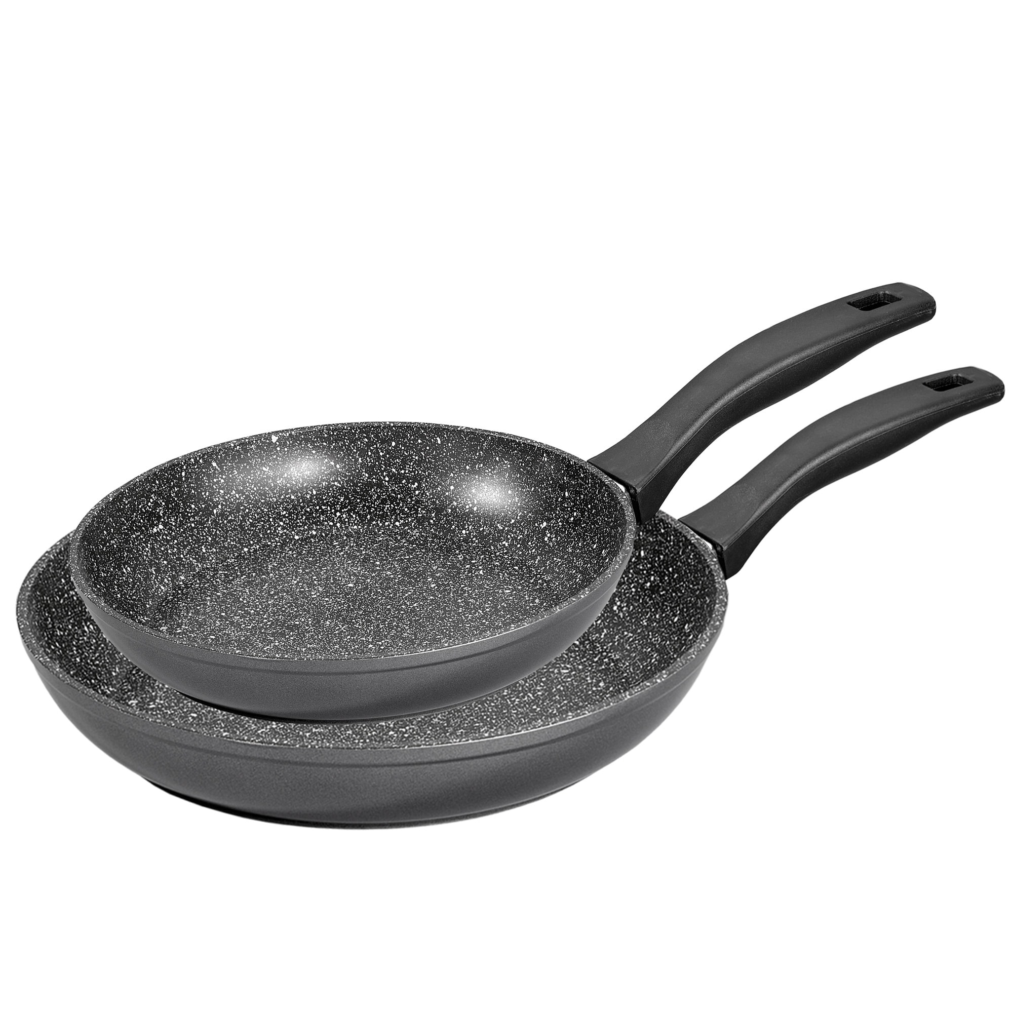 Stoneline Pfannenset 2 teilig, 24/28 cm, Antihaft beschichtete Pfanne mit echten Steinpartikeln, Pfanne Induktion und backofengeeignet, grau, zum &Ouml;l und Fett freiem Braten 