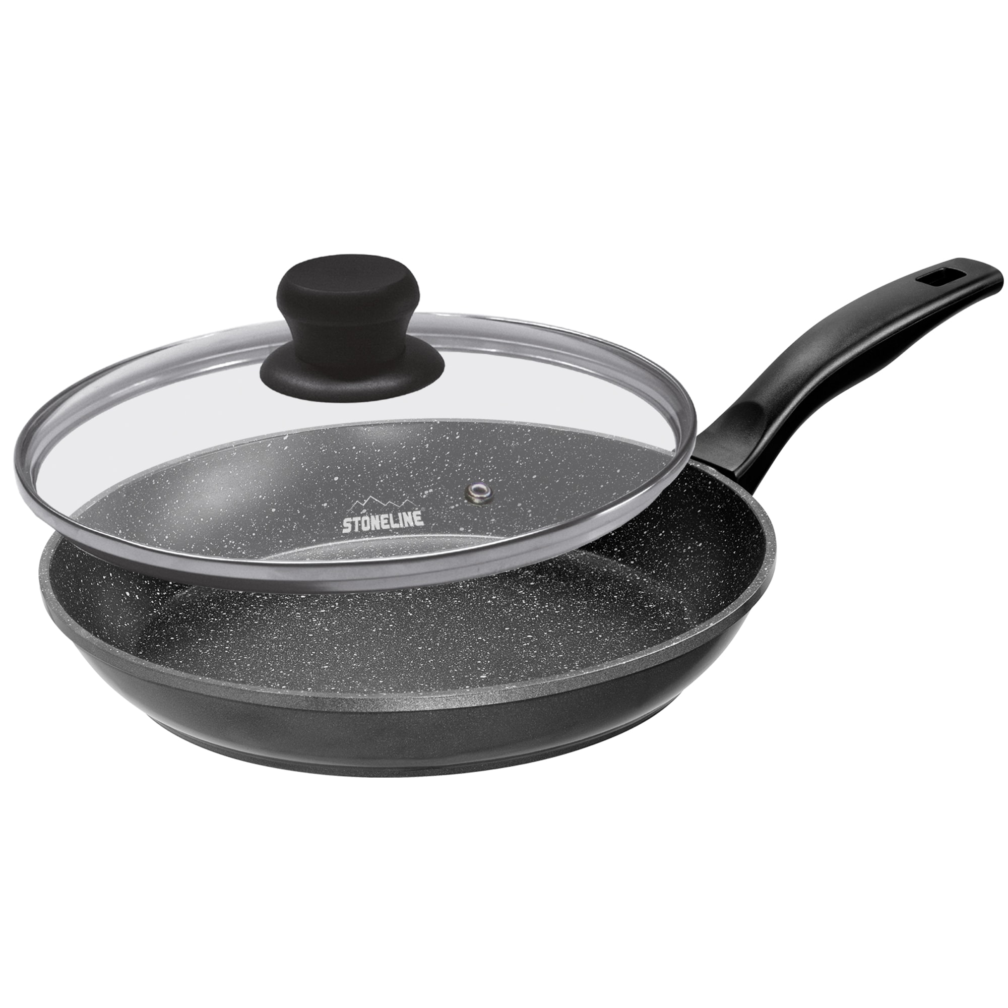 Stoneline Bratpfanne 26 cm, mit Griff, Induktion, Aluguss, Pfanne mit echten Steinpartikeln beschichtet, Ohne Fett oder &Ouml;l kochen, braten und schmoren 