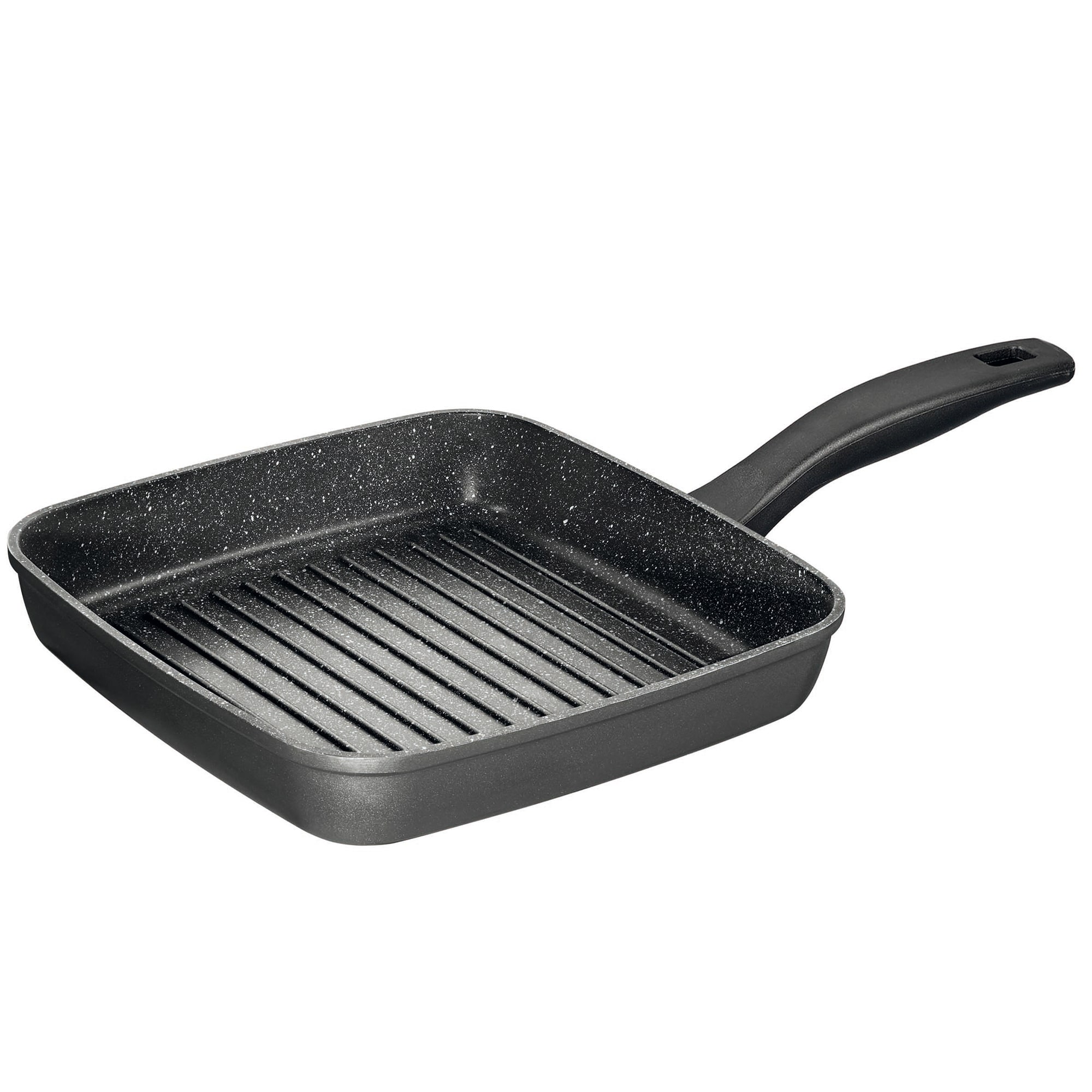 Stoneline Grillpfanne, 26 x 26 cm, Aluguss, Grillpfanne beschichtet mit echten Steinpartikeln, grau, Grillpfanne Induktion und backofengeeignet, Steak Pfanne 
