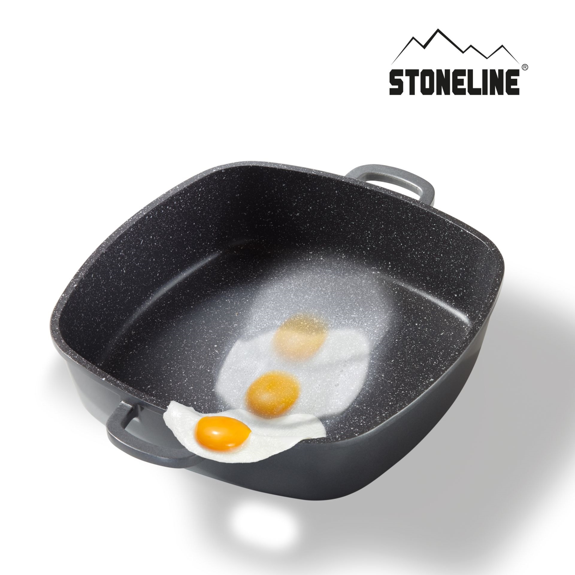 STONELINE® Eckpfanne 28x28 cm mit Aroma Glasdeckel, Pfanne 
