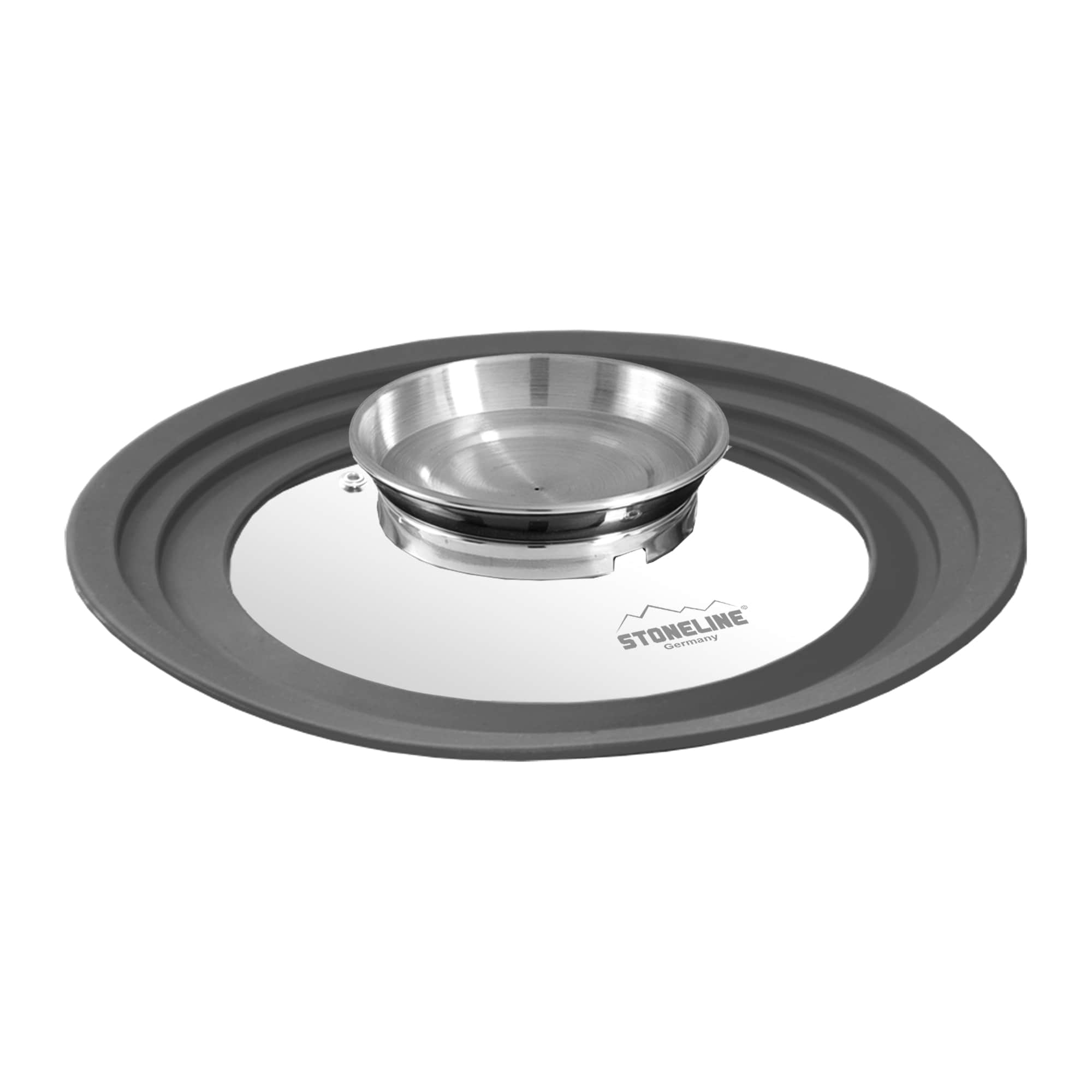 STONELINE&reg; Universal Glasdeckel, mit Silikonrand & Aromaknauf f&uuml;r einen Durchmesser von 16/18/20 cm 