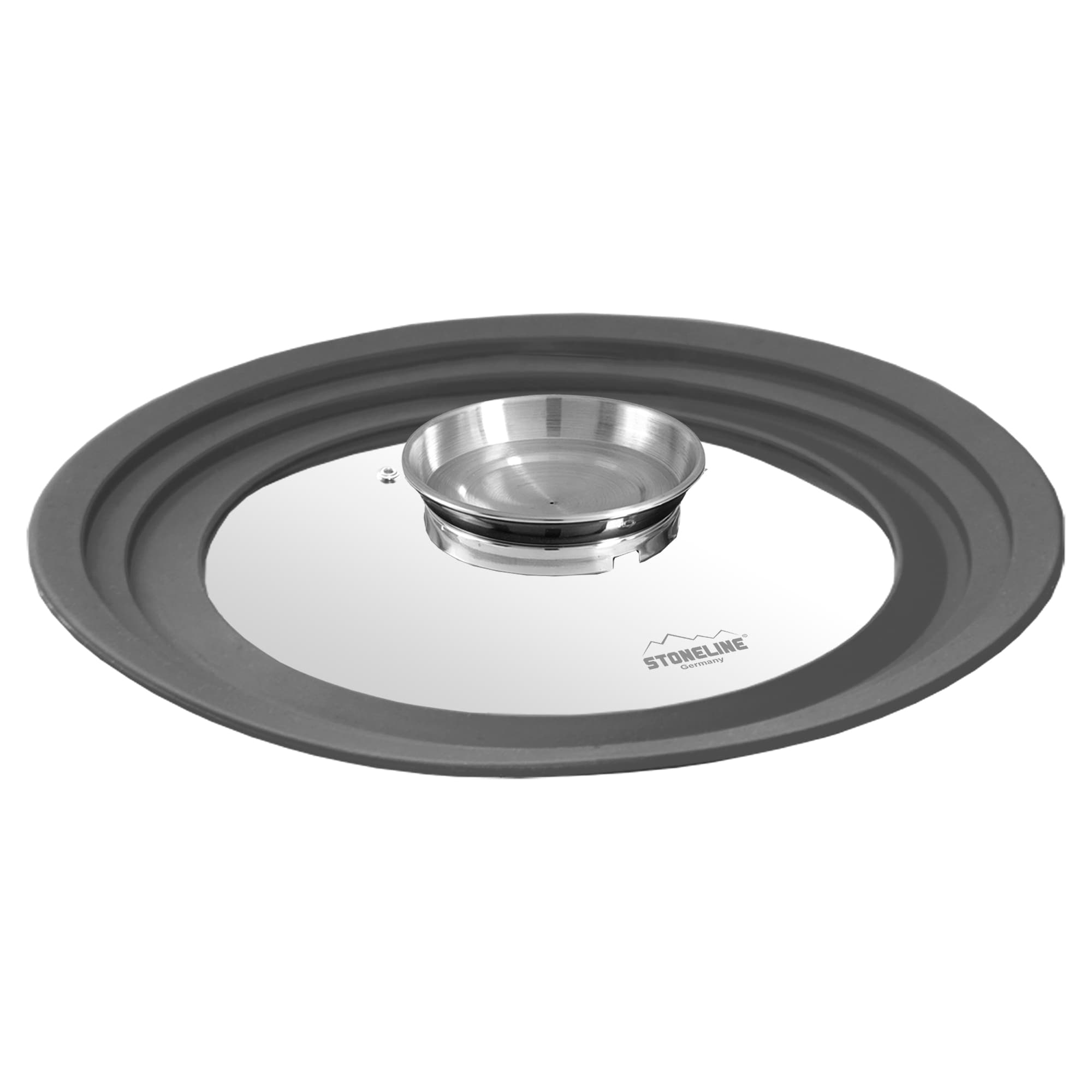 STONELINE&reg; Universal Glasdeckel, mit Silikonrand & Aromaknauf f&uuml;r einen Durchmesser von 24/26/28 cm 