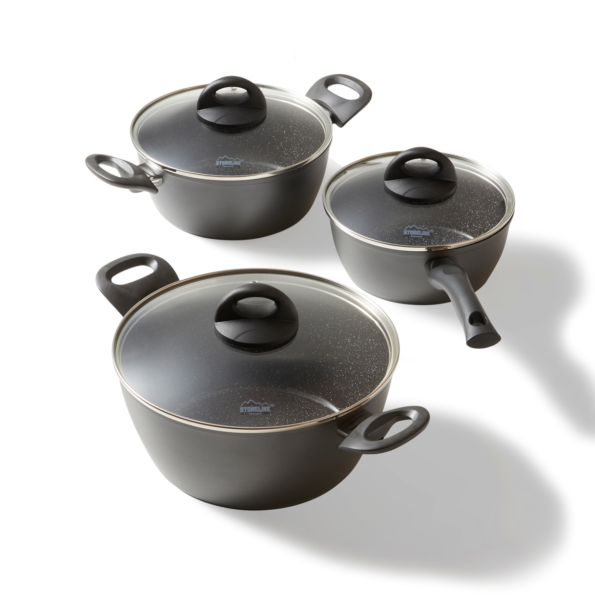 STONELINE&reg; CERAMIC Kochgeschirr-Set, 6-tlg. mit Glasdeckeln 