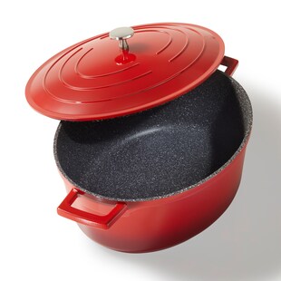 STONELINE® Gourmet Bräter 32x25 cm mit Deckel, Backofen und Induktion geeignet, Antihaft, kirschrot 