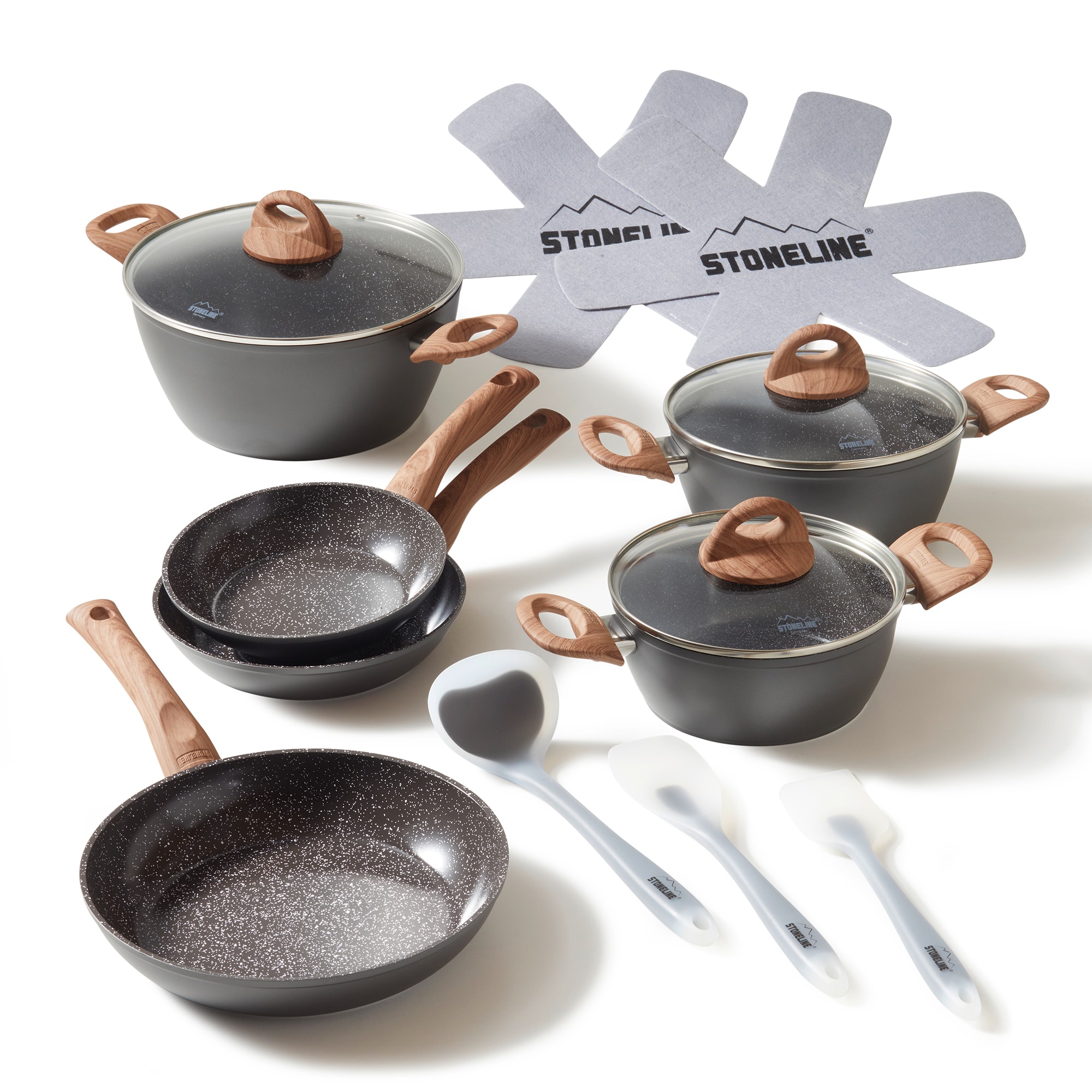 STONELINE&reg; CERAMIC Back to Nature Kochgeschirr-Set, 14-tlg., Keramik-Beschichtung, mit Glasdeckeln 