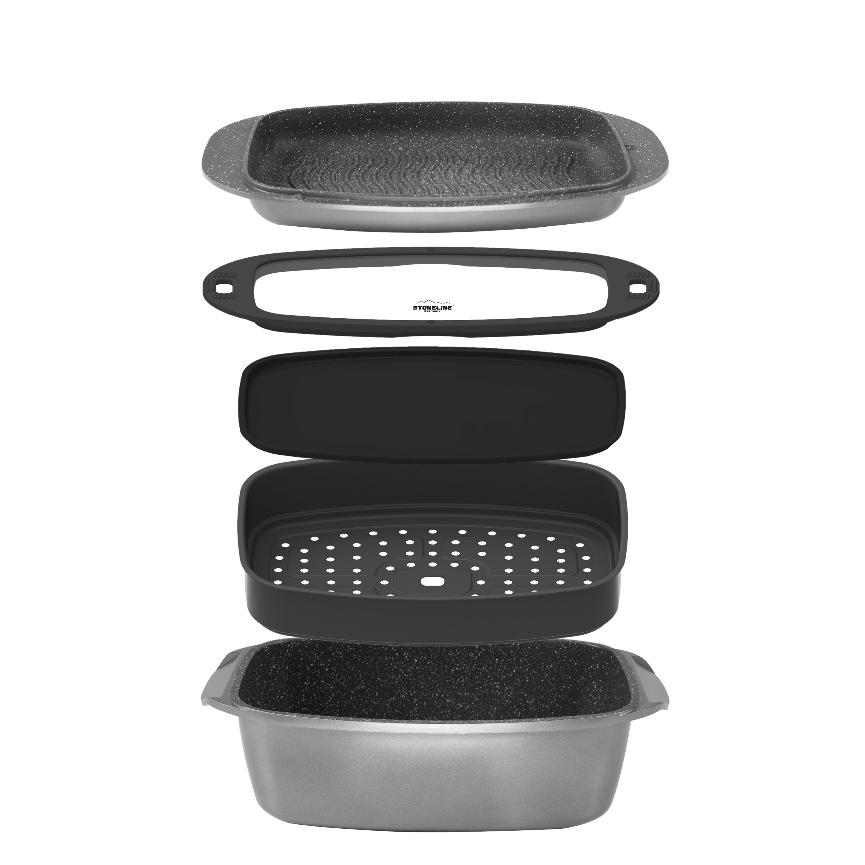 STONELINE&reg; Multifunktionales Br&auml;ter- und Back-Set, 5-tlg., mit Deckeln 