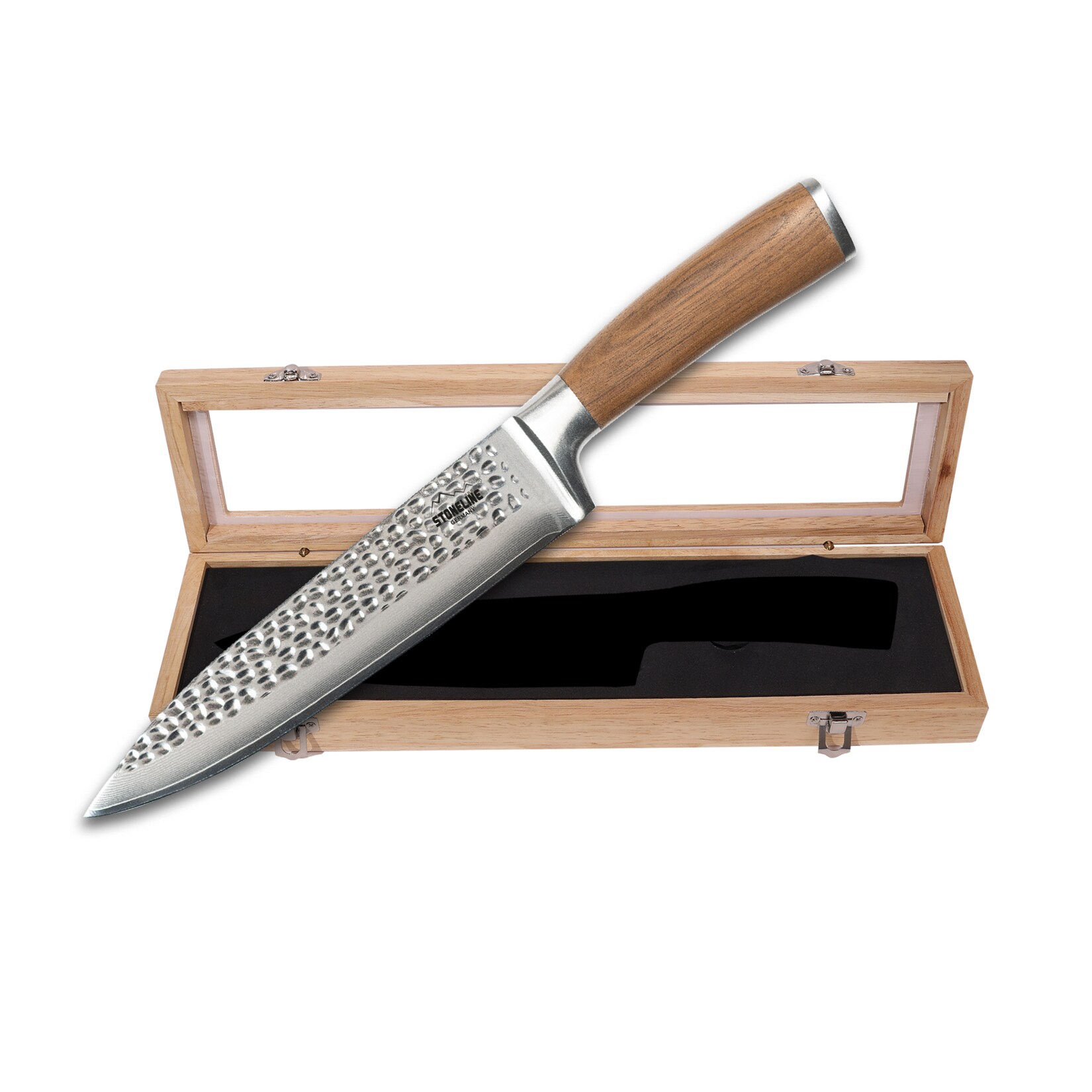 STONELINE® Hammerschlag Kochmesser 34 cm, aus Damaszenerstahl
