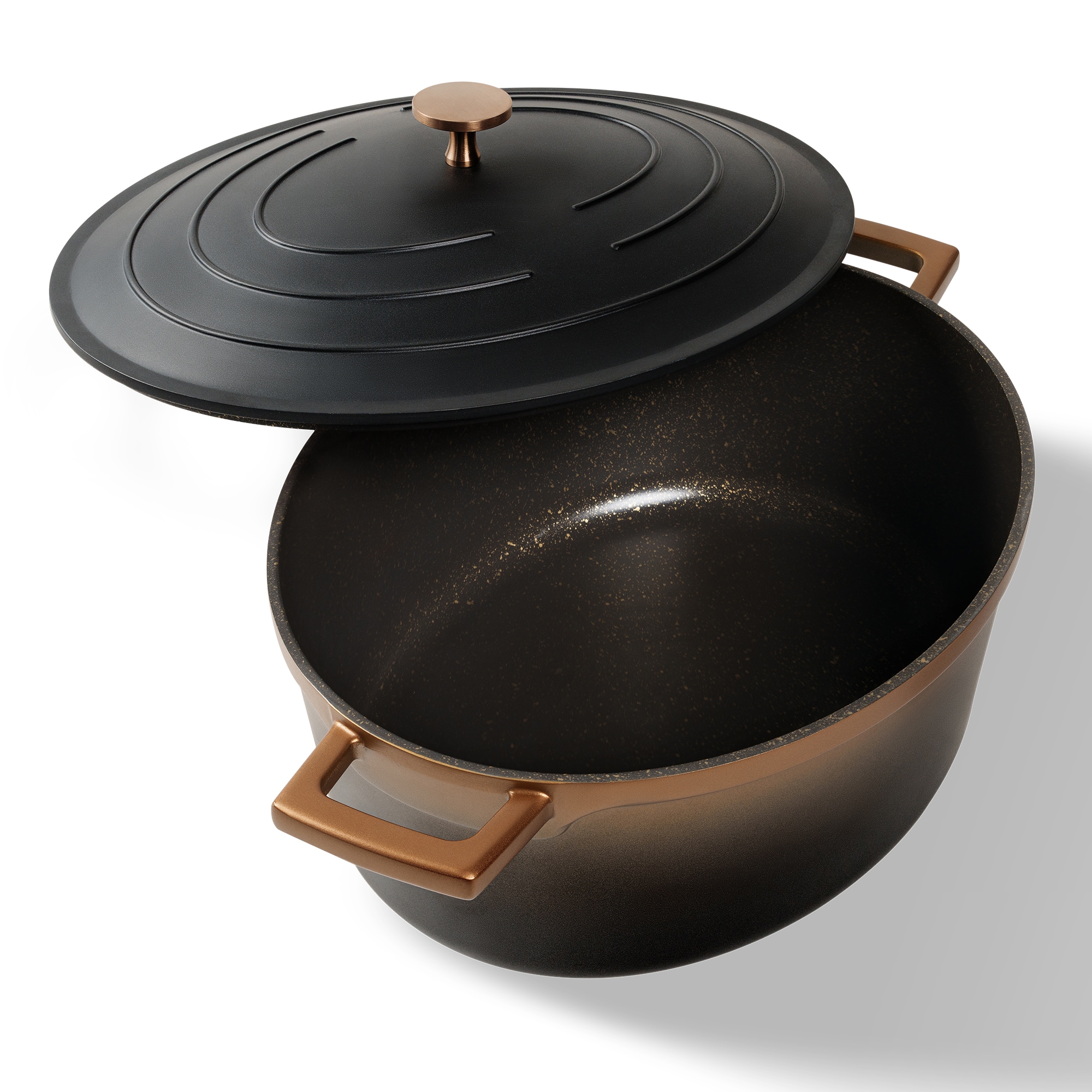 STONELINE ROSE GOLD 32x25cm Alu Guss Gourmet Br&auml;ter, H 12 cm, mit drip - down - Deckel 