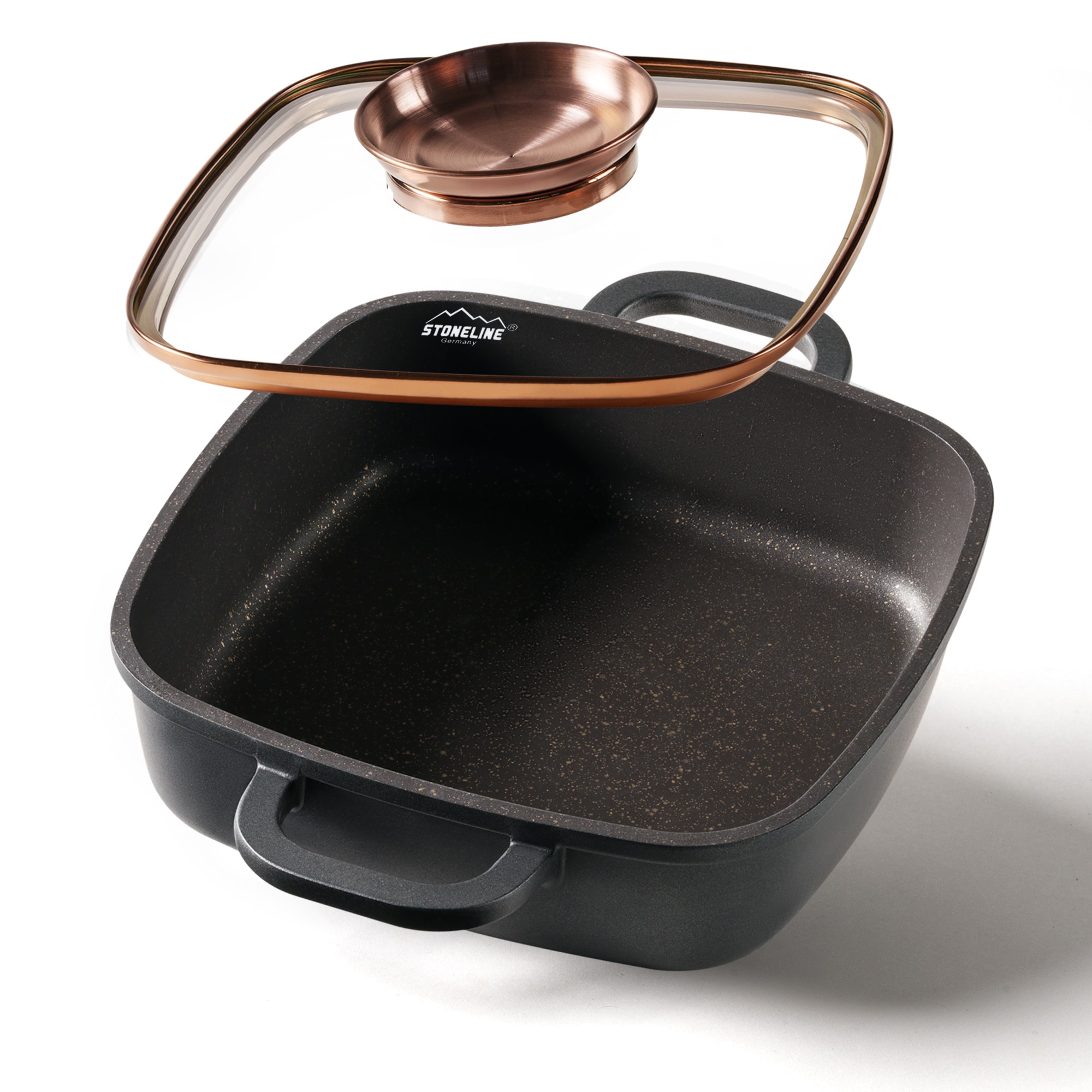 STONELINE 20cm Eckpfanne mit Aromaglasdeckel 