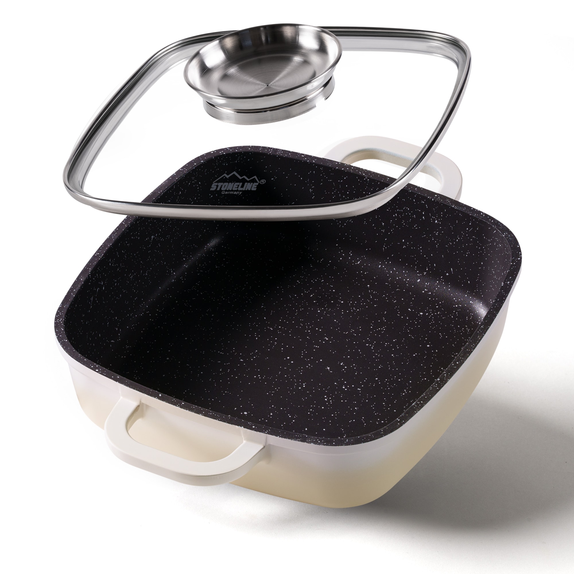 STONELINE 20cm Eckpfanne mit Aromaglasdeckel 