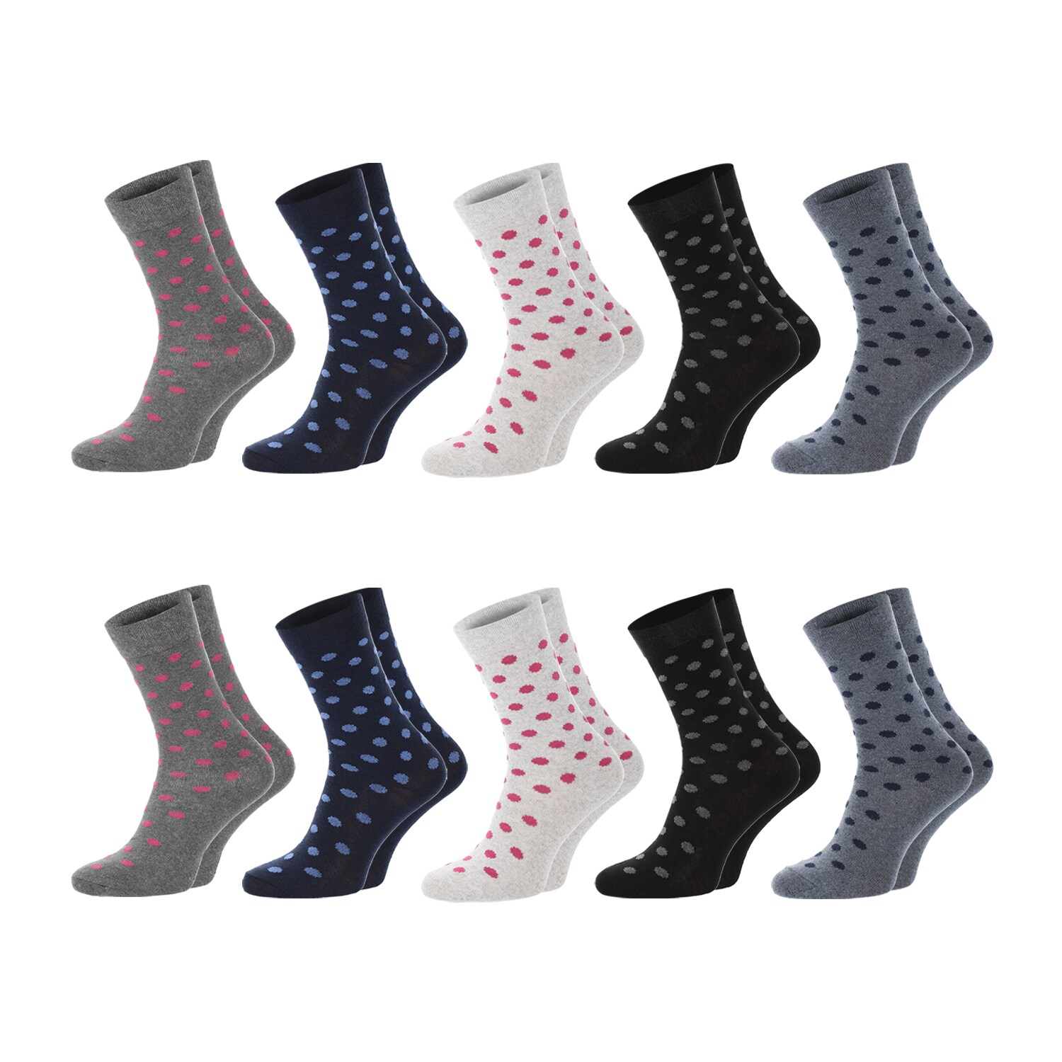 Chili Lifestyle Punkte Socken Damen 10 Paar Weichbund Baumwolle 