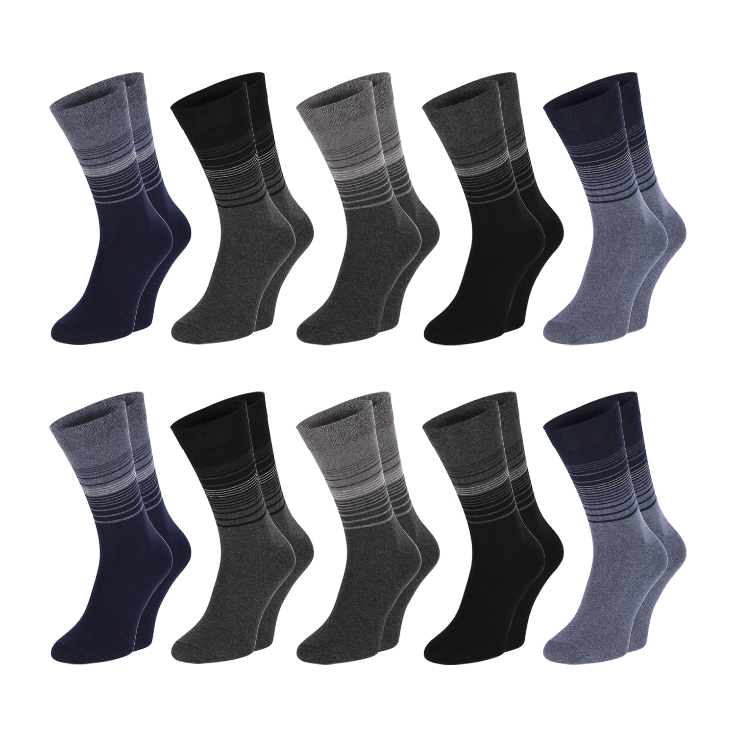 Chili Lifestyle Herren Socken Streifen 10 Paar Baumwolle Weichbund 